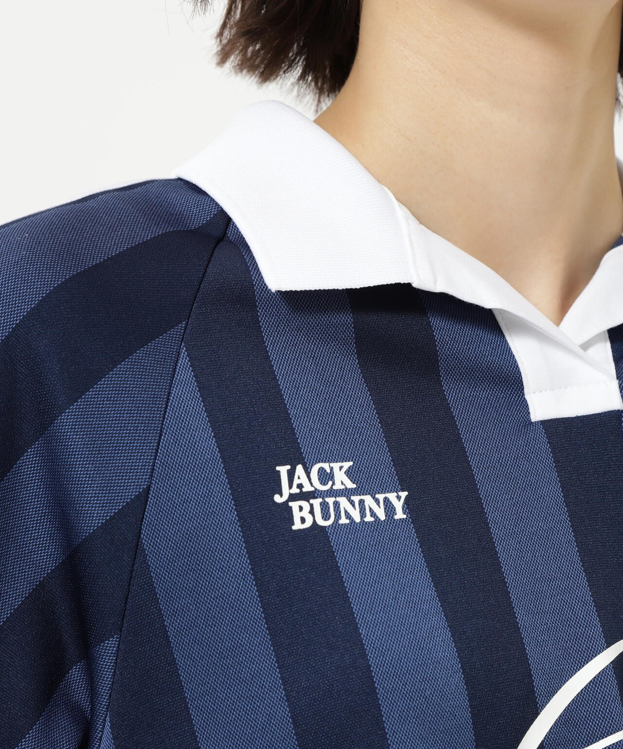 ストライプジャガード半袖ポロシャツ