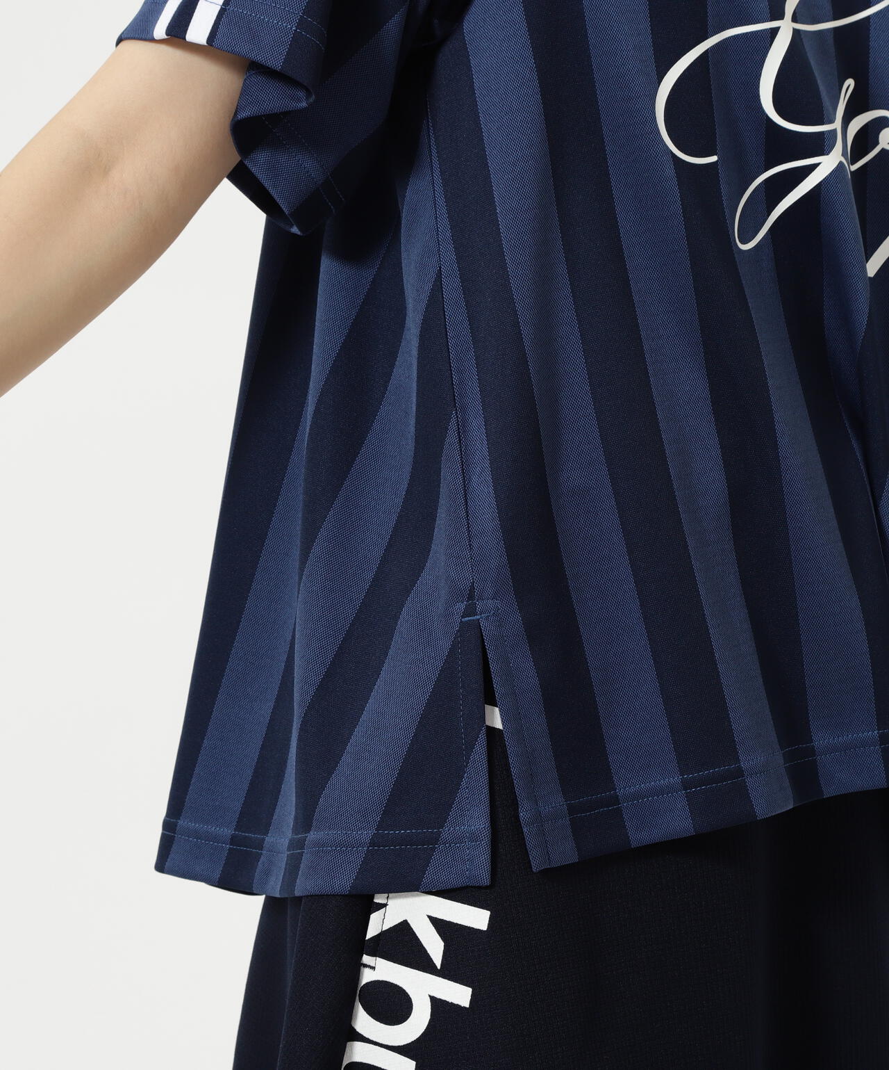 ストライプジャガード半袖ポロシャツ