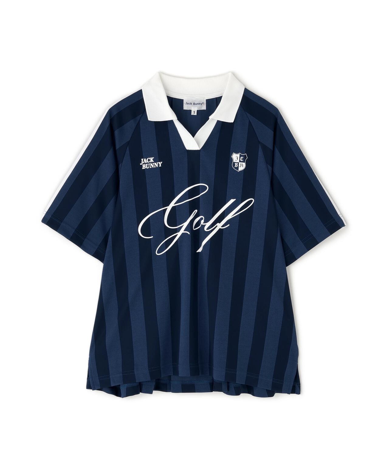 ストライプジャガード半袖ポロシャツ