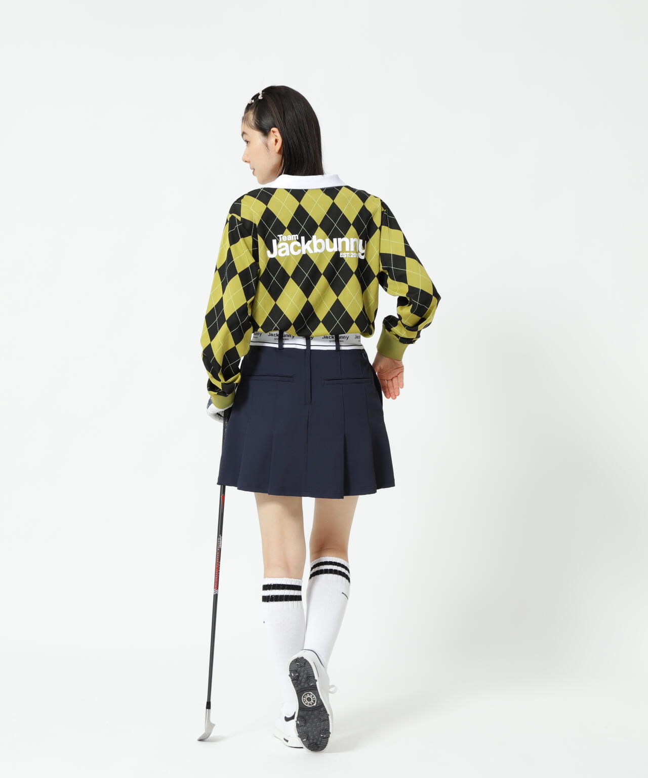 アーガイルジャガード長袖ポロシャツ