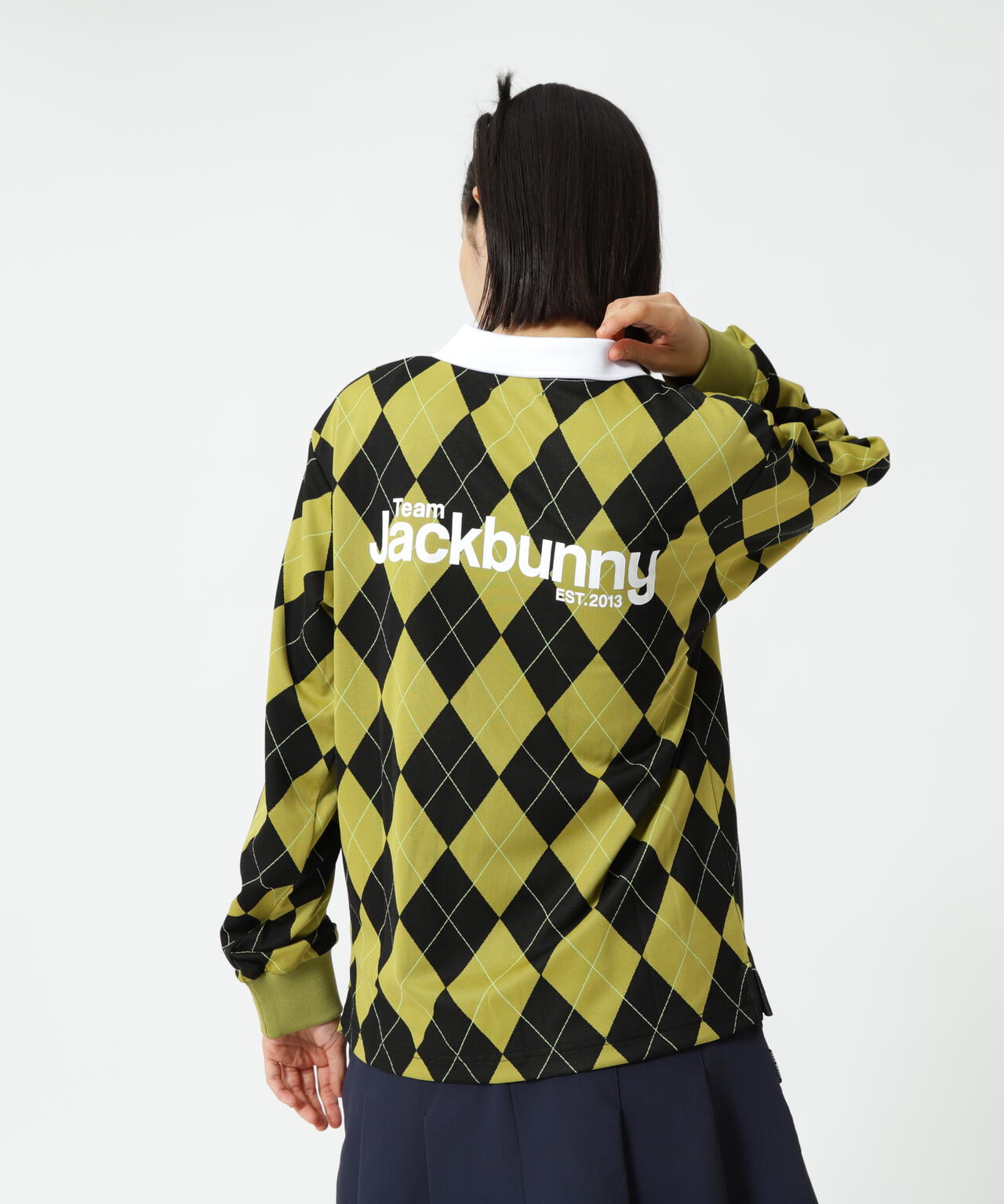 アーガイルジャガード長袖ポロシャツ