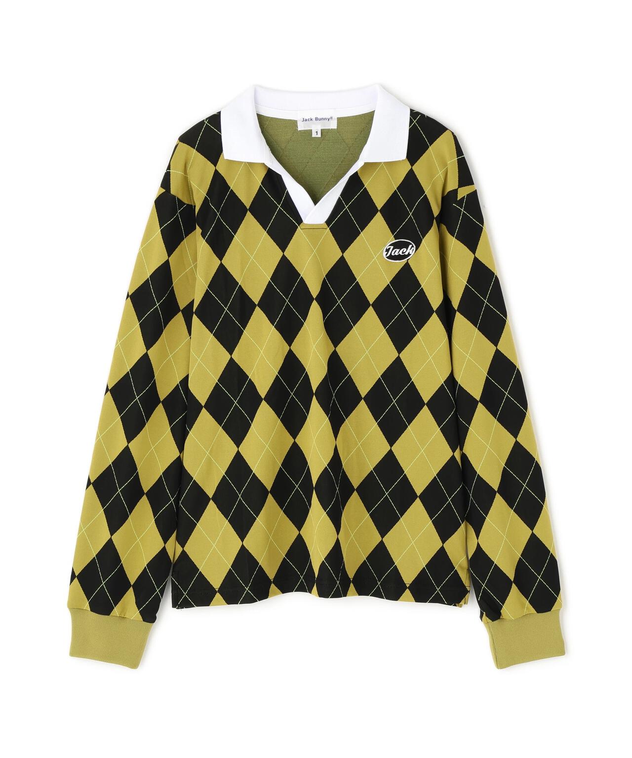 アーガイルジャガード長袖ポロシャツ