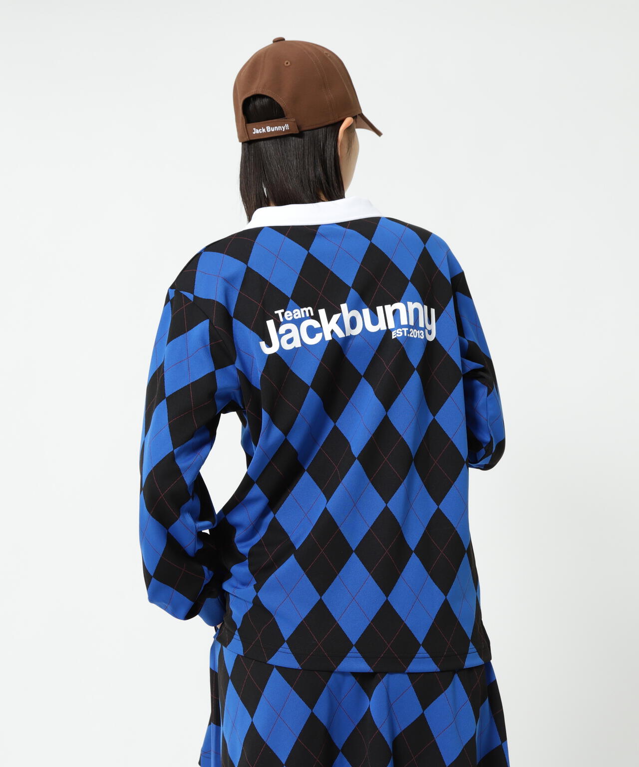 アーガイルジャガード長袖ポロシャツ