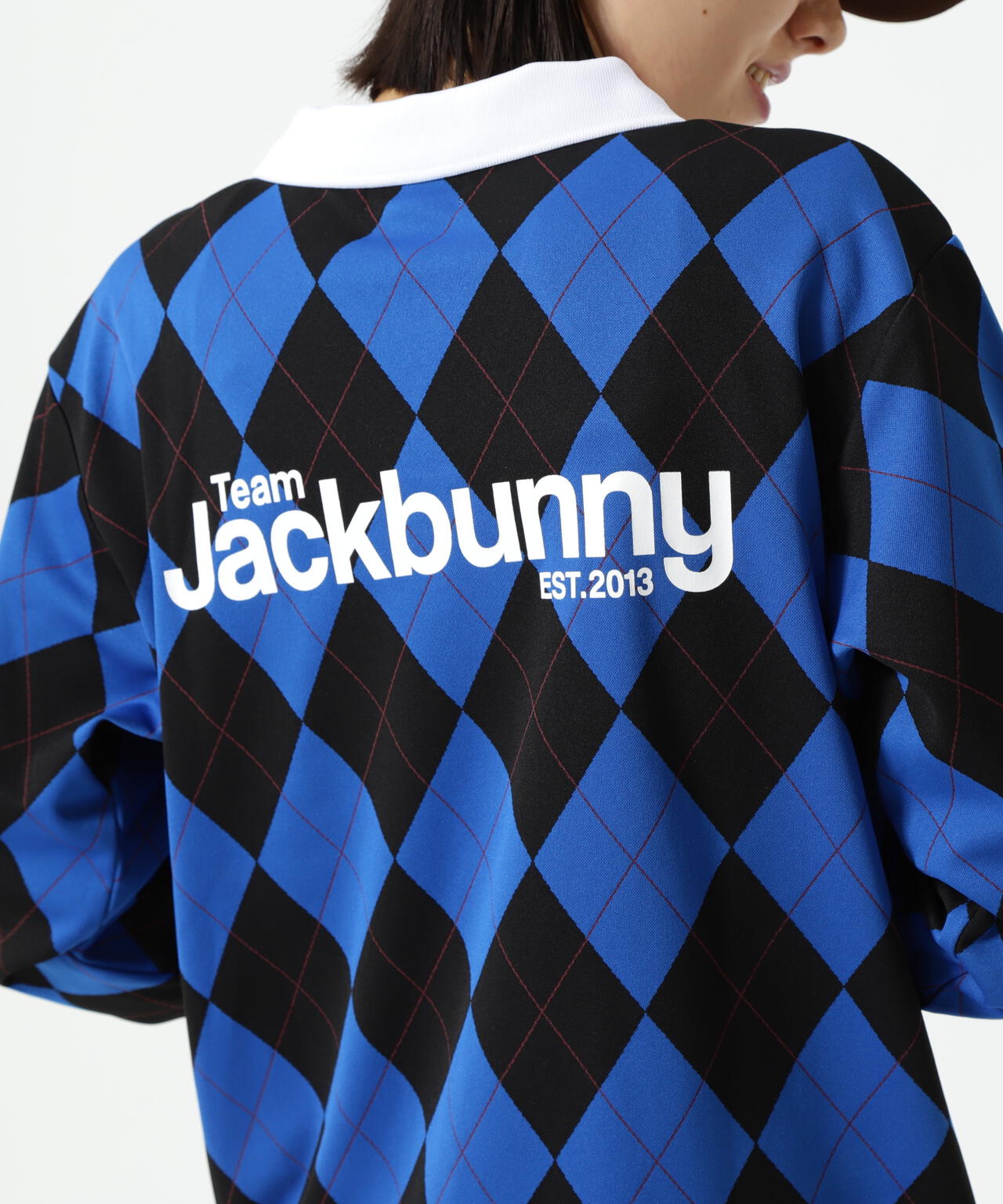 アーガイルジャガード長袖ポロシャツ