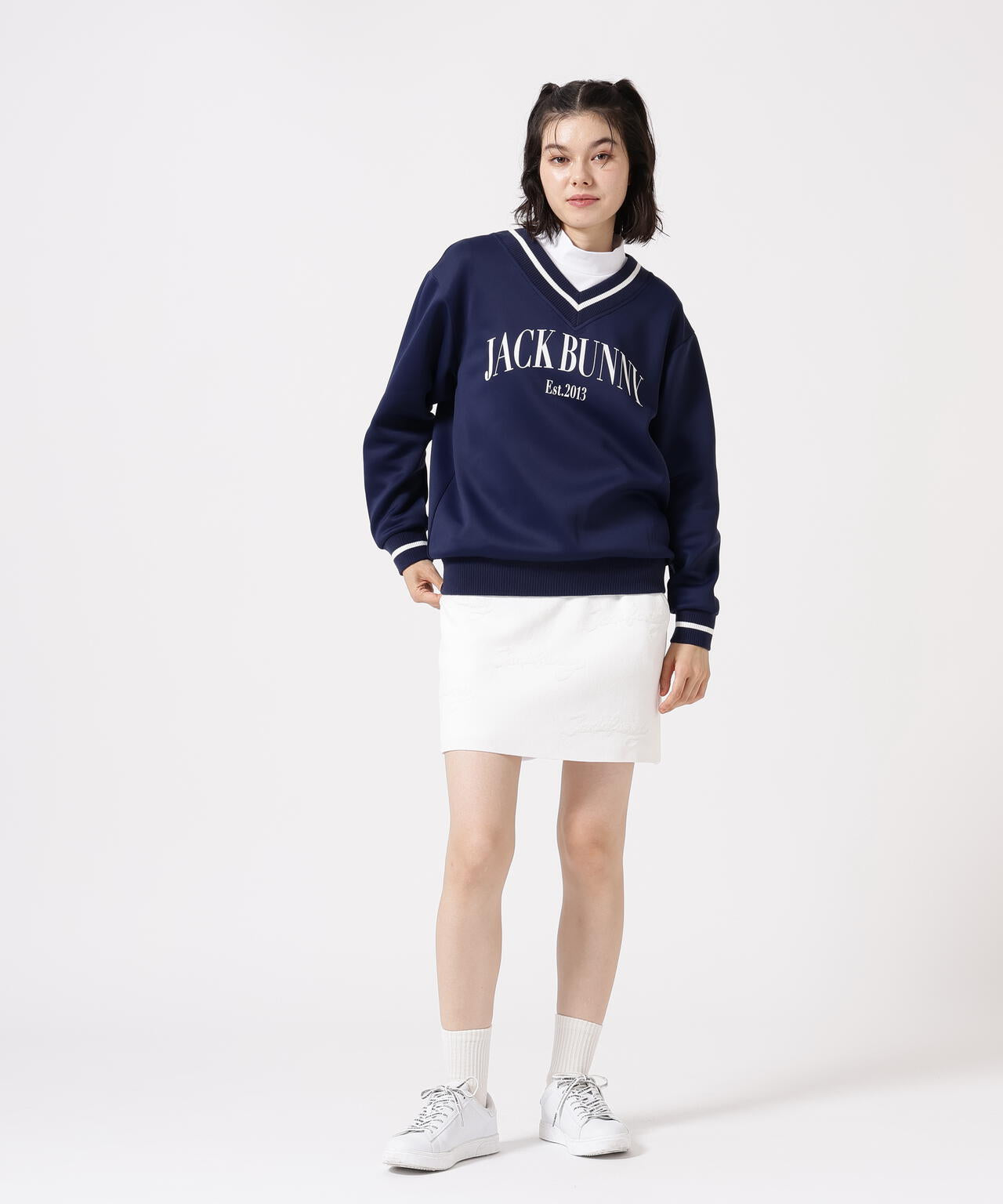 PEダンボール天竺 長袖Vネックスウェット