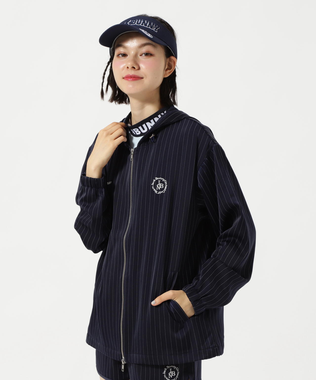 先染めストライプパーカー