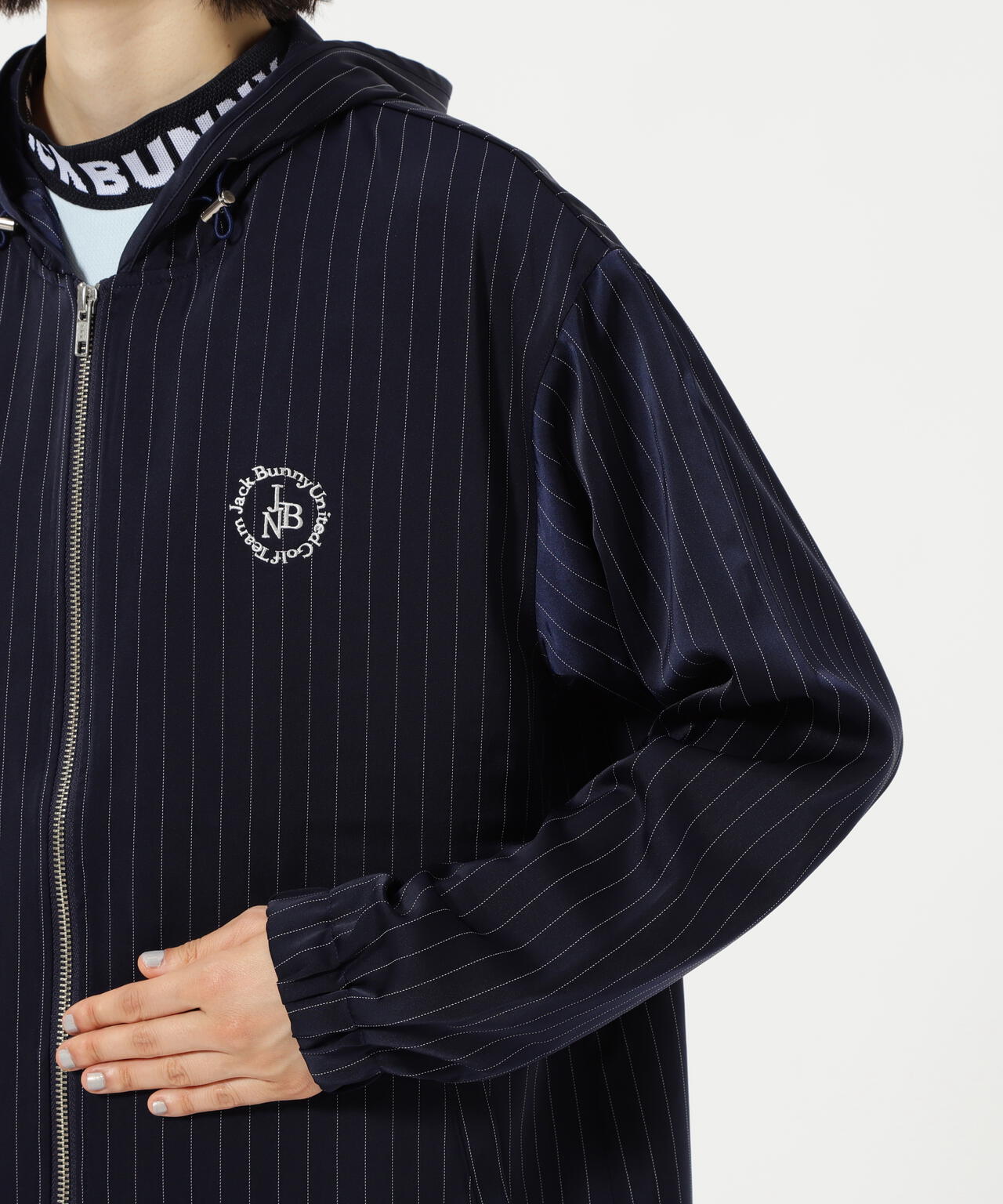 先染めストライプパーカー