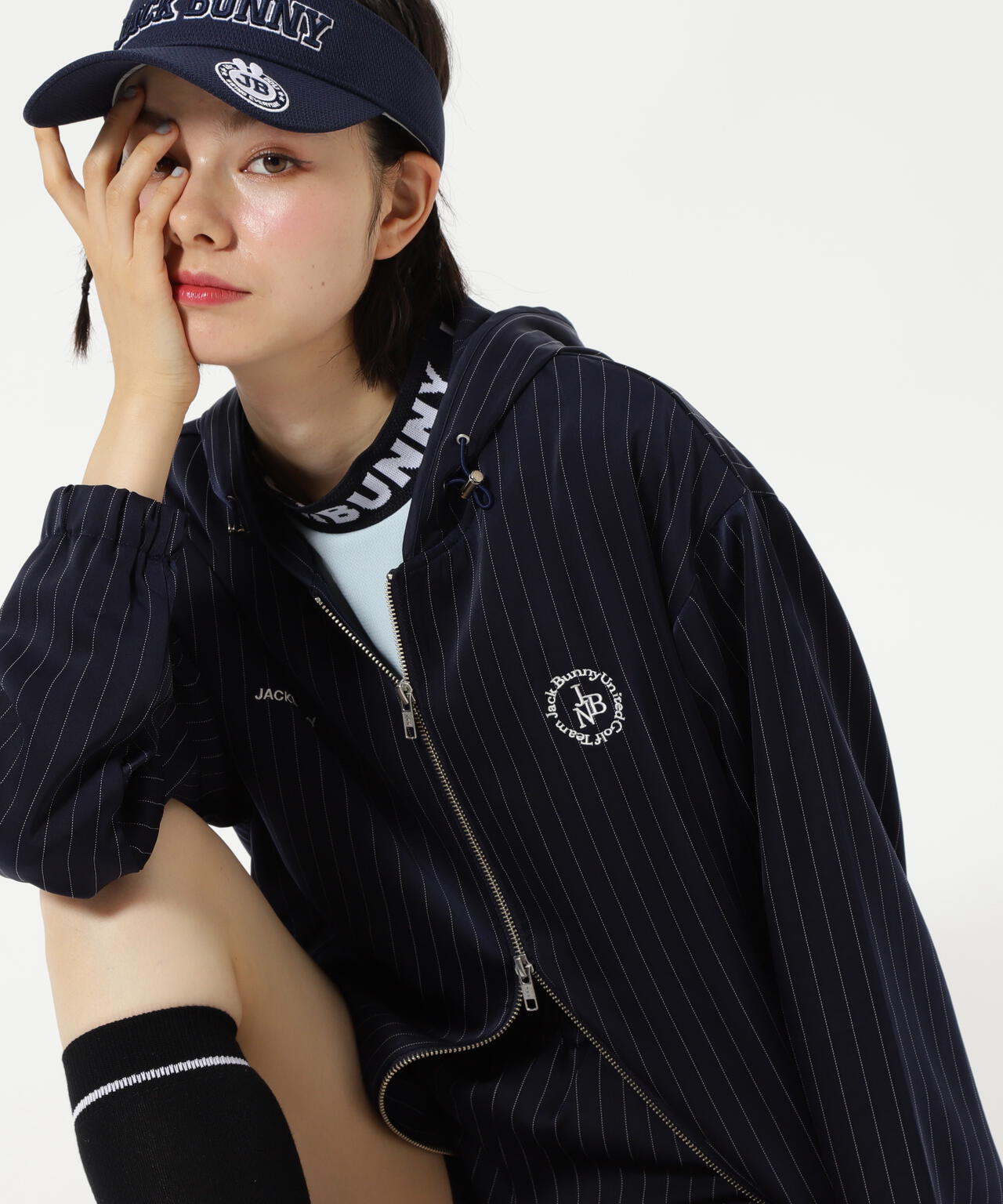 先染めストライプパーカー