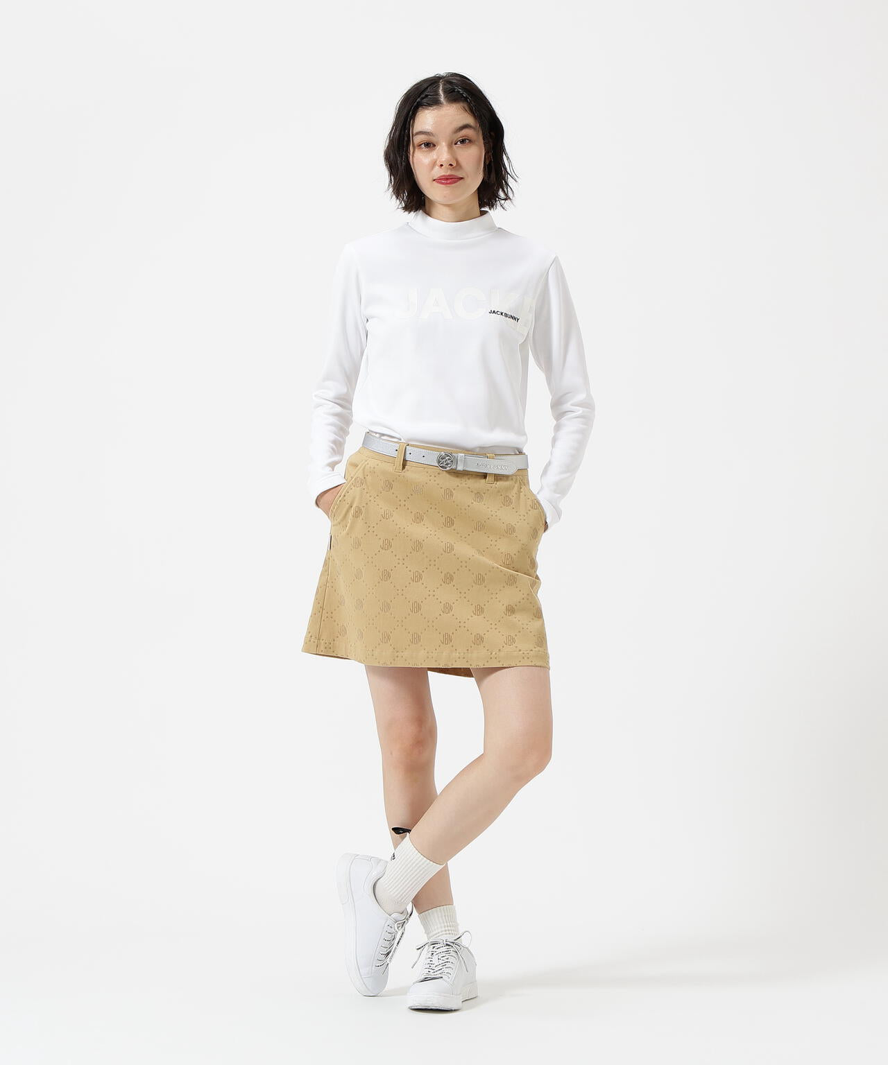 KARUISHI 長袖モックネックカットソー