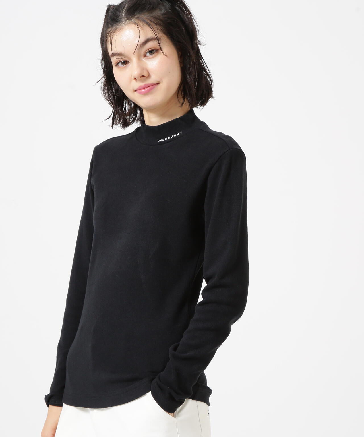 A/R天竺長袖モックネックカットソー