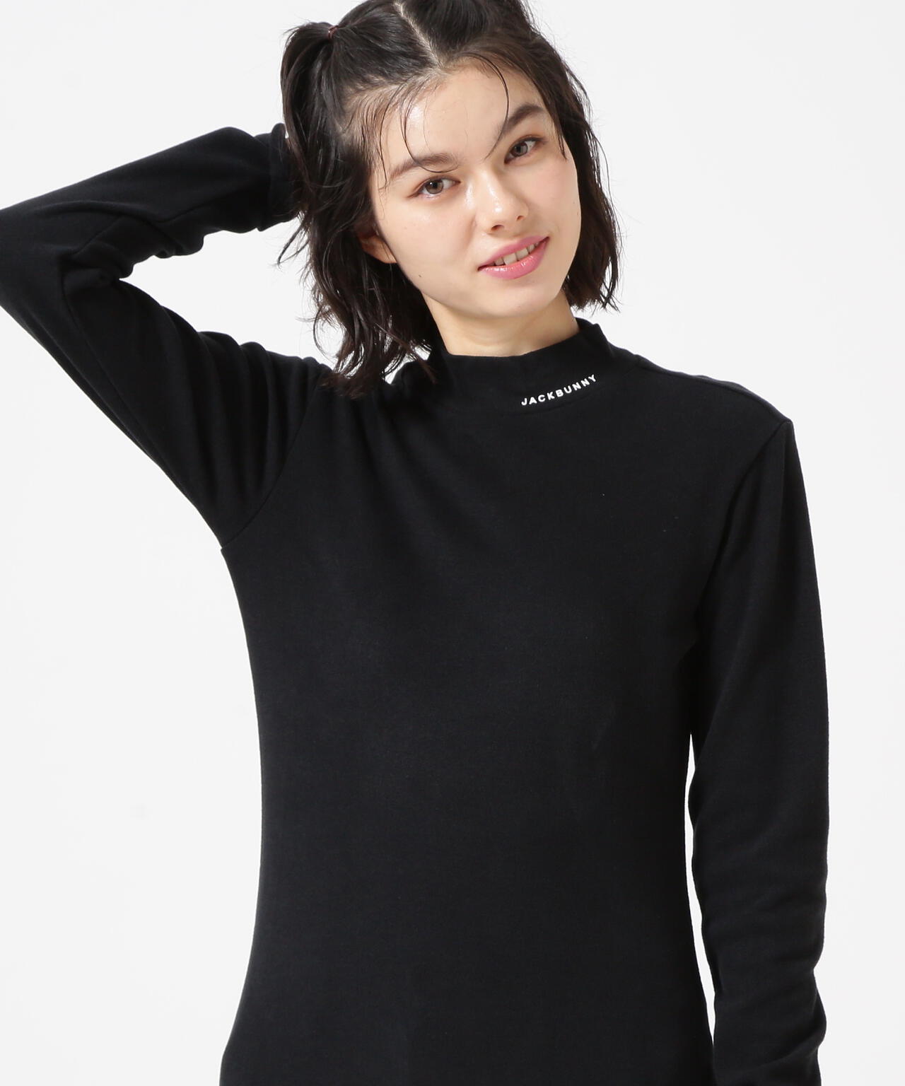 A/R天竺長袖モックネックカットソー