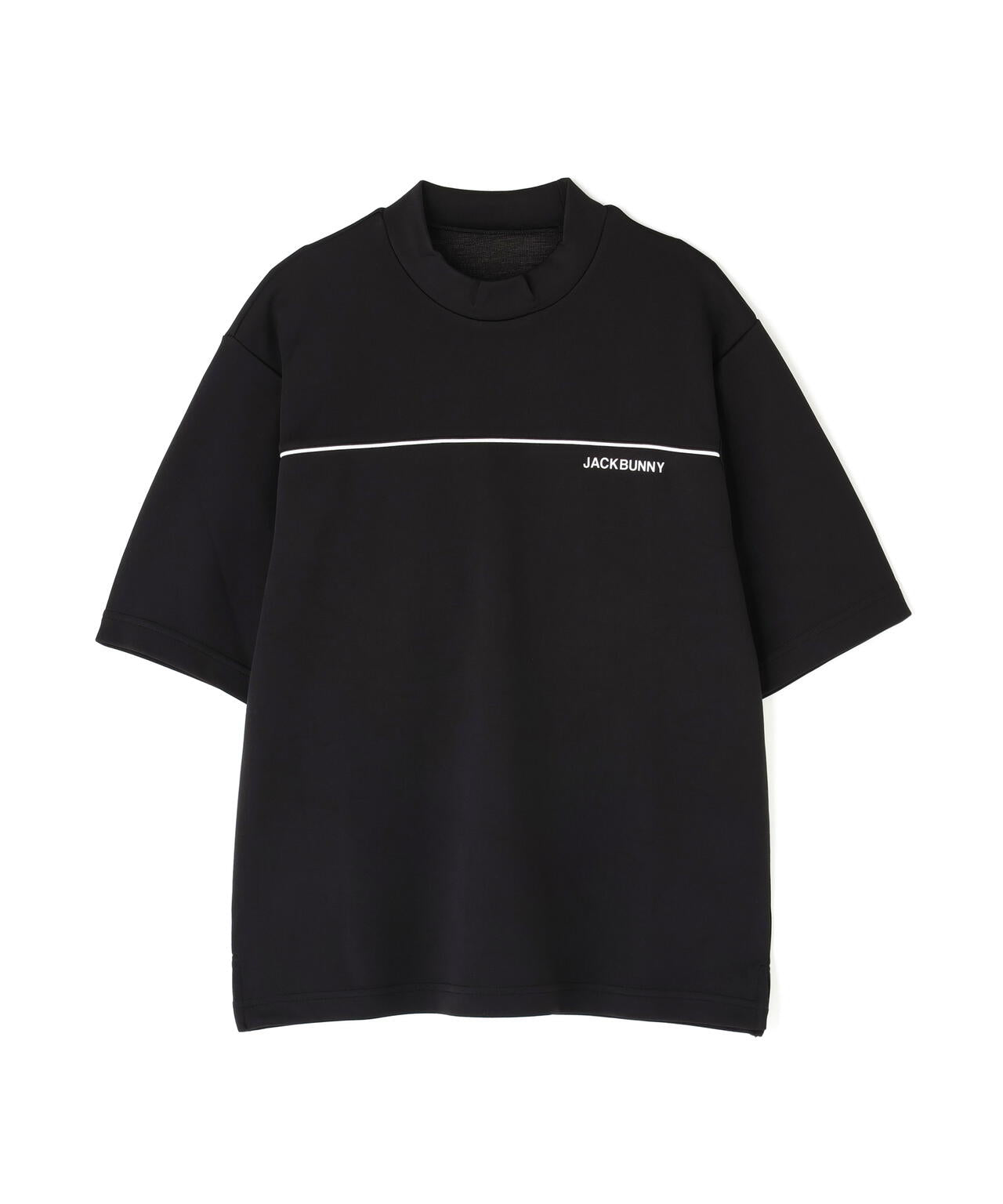 天竺ポンチ五分袖モックネック