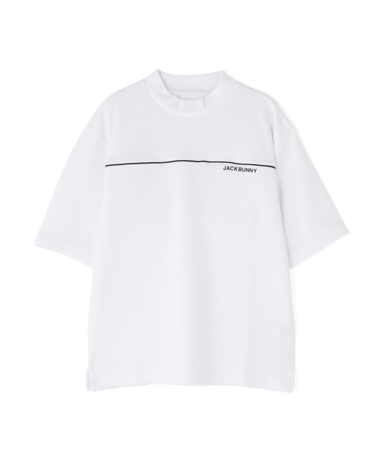 天竺ポンチ五分袖モックネック