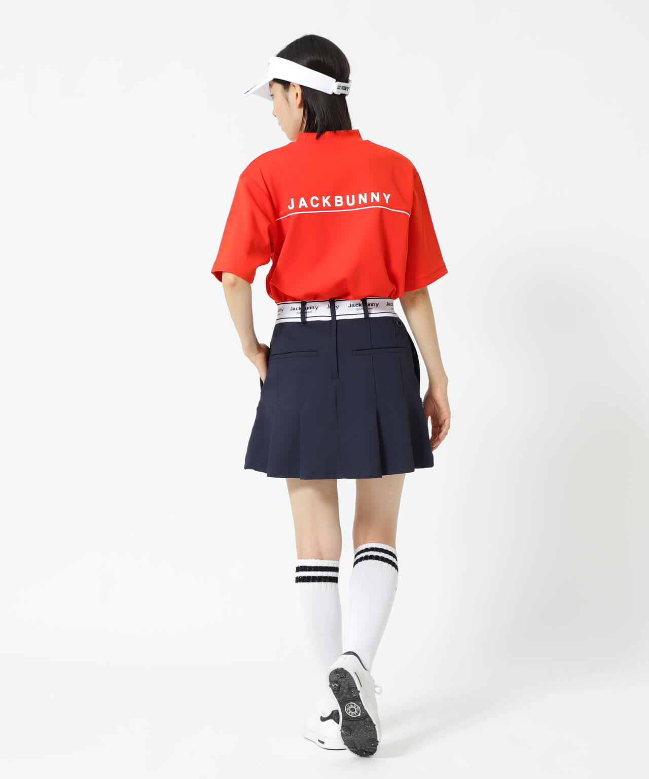 天竺ポンチ五分袖モックネック