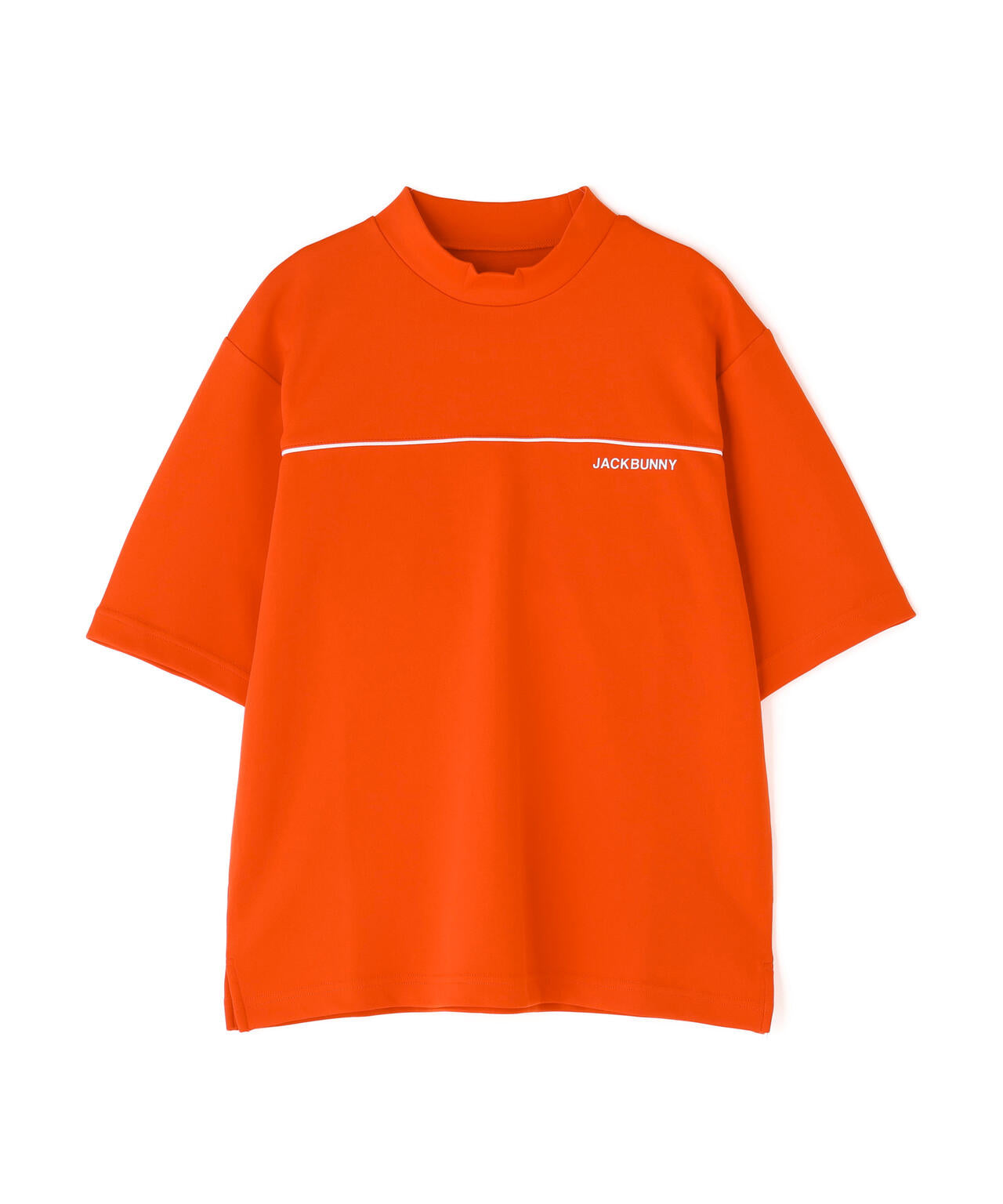 天竺ポンチ五分袖モックネック