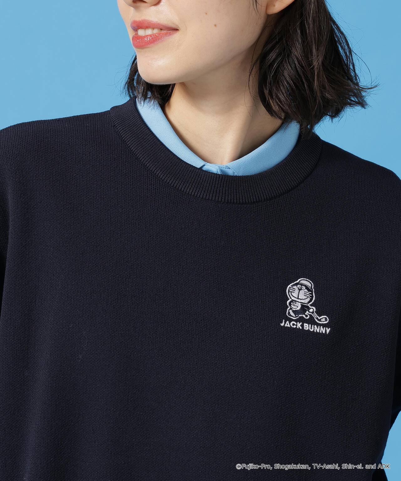 【ドラえもん】ダブルジャガードクルーネックニットプルオーバー