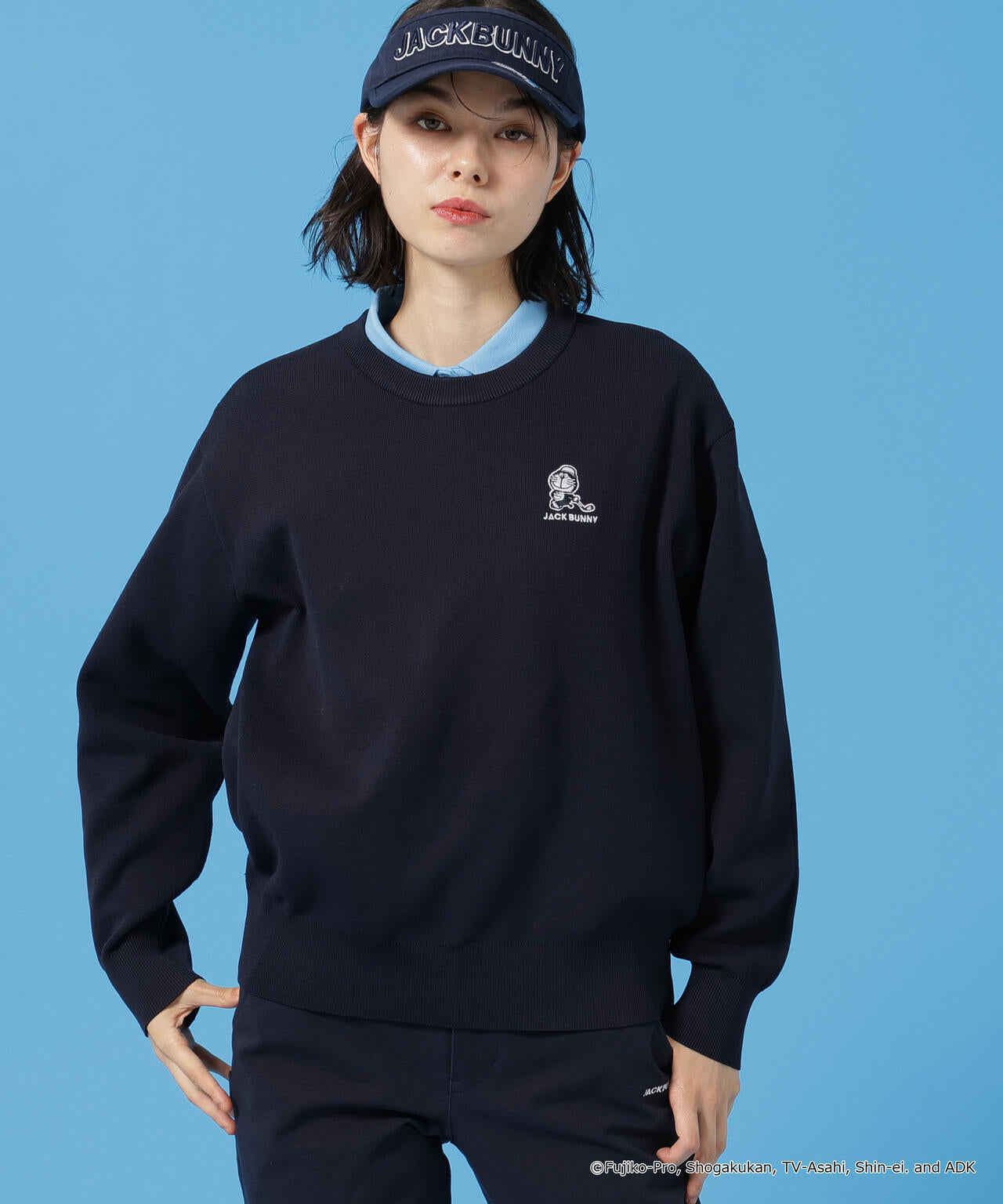 【ドラえもん】ダブルジャガードクルーネックニットプルオーバー