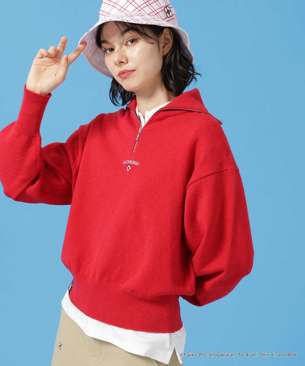 【ドラえもん】ダブルジャガードハーフジップニットプルオーバー