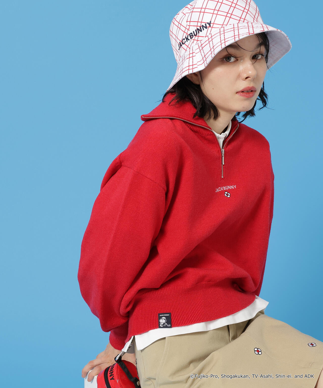 【ドラえもん】ダブルジャガードハーフジップニットプルオーバー