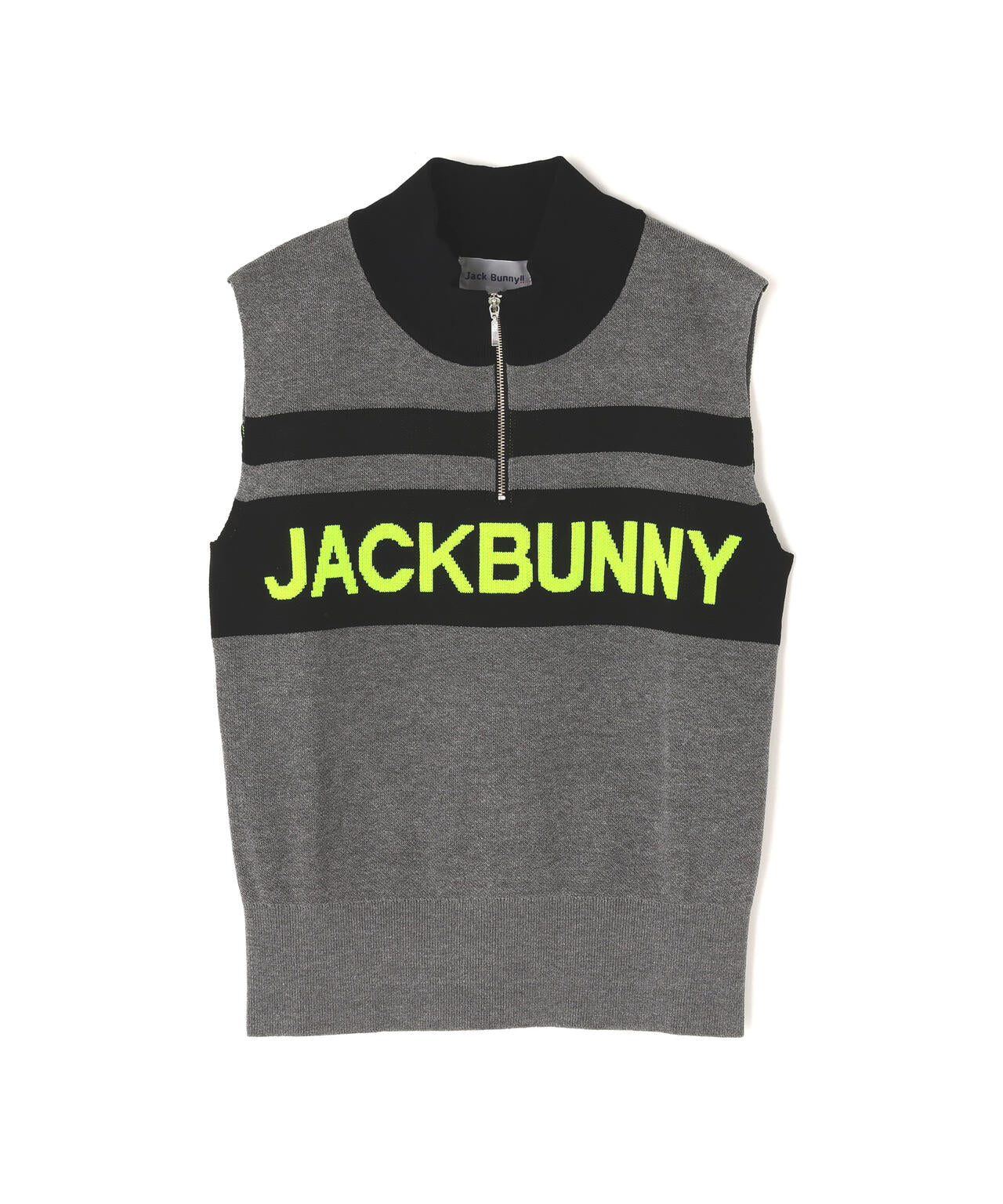 ハーフジップアップノースリーブニットプルオーバー