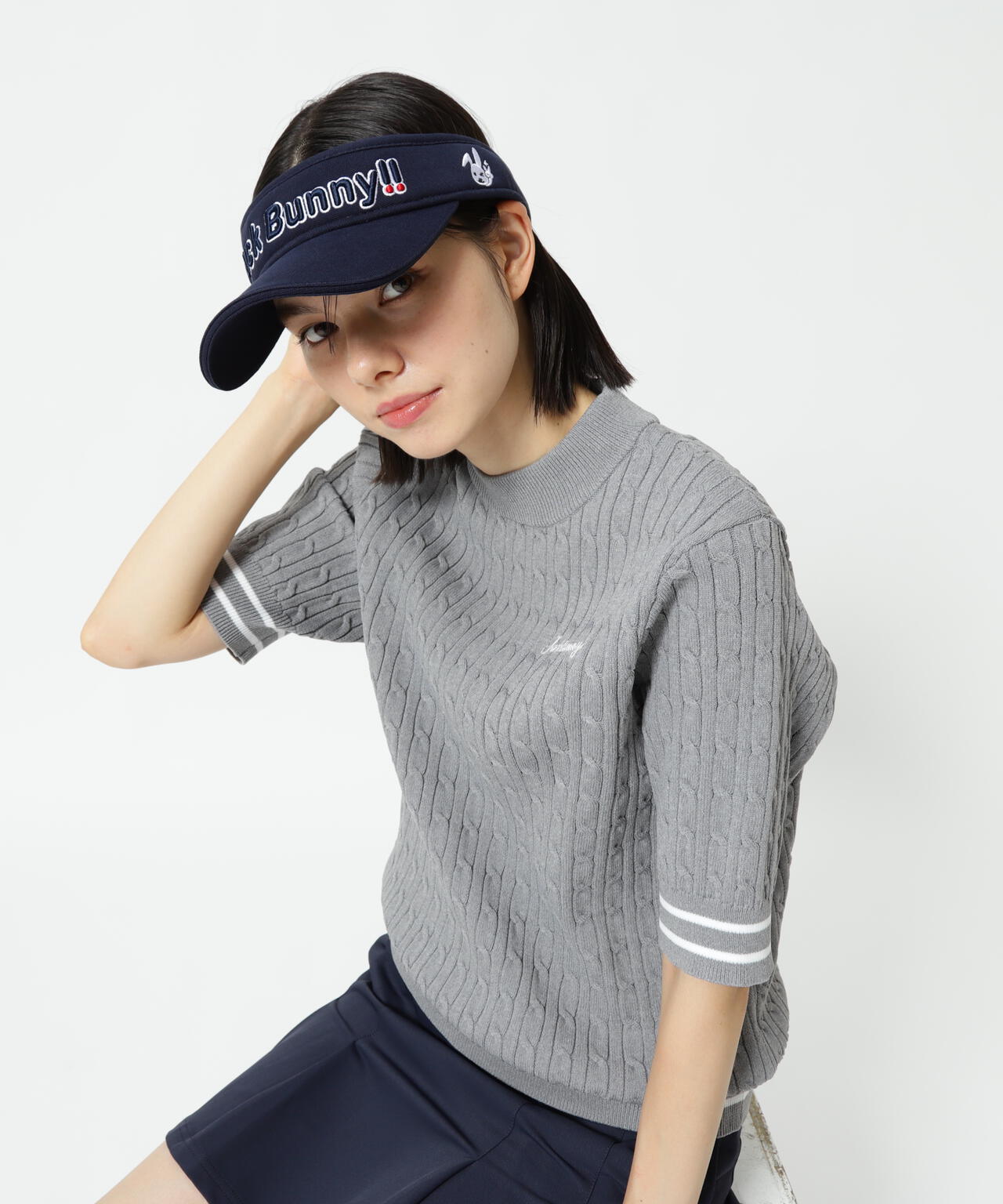 PEケーブル半袖モックネック