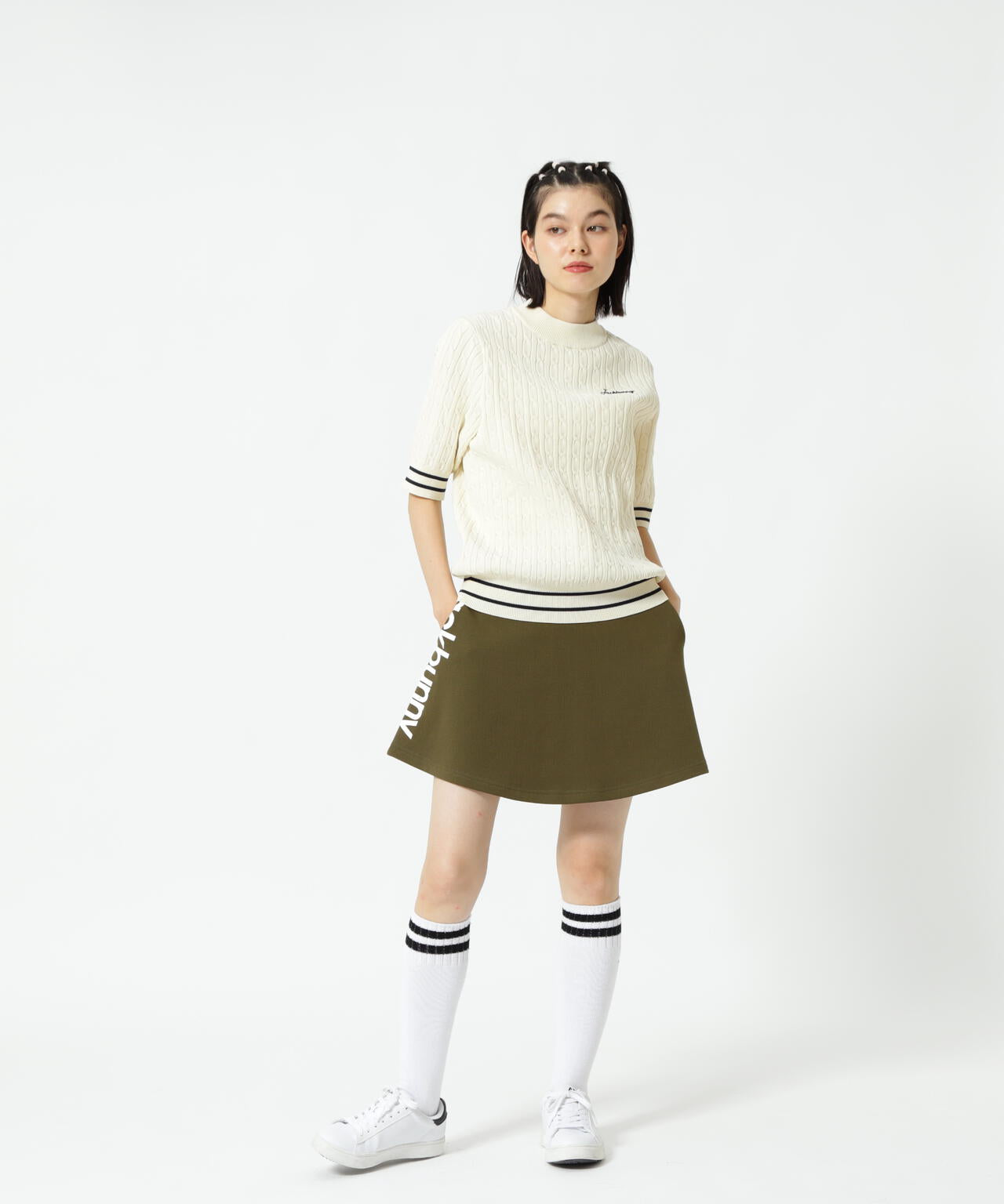 PEケーブル半袖モックネック