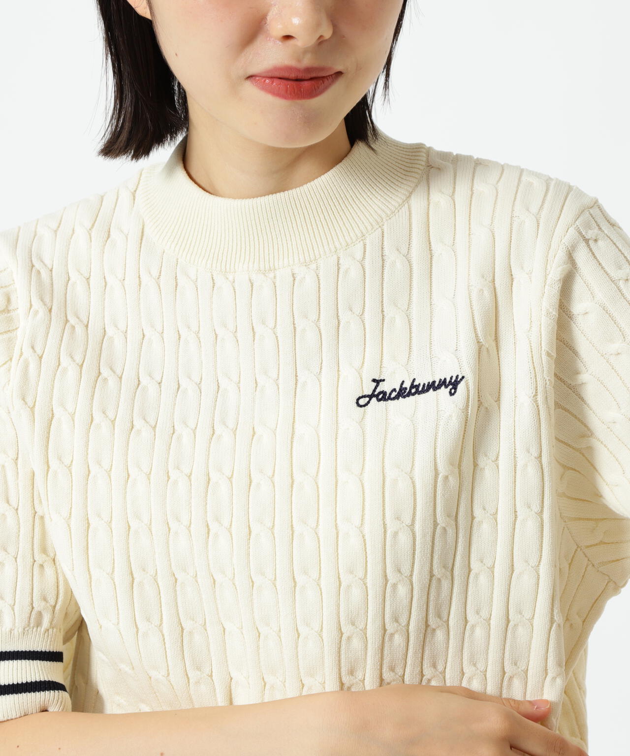 PEケーブル半袖モックネック