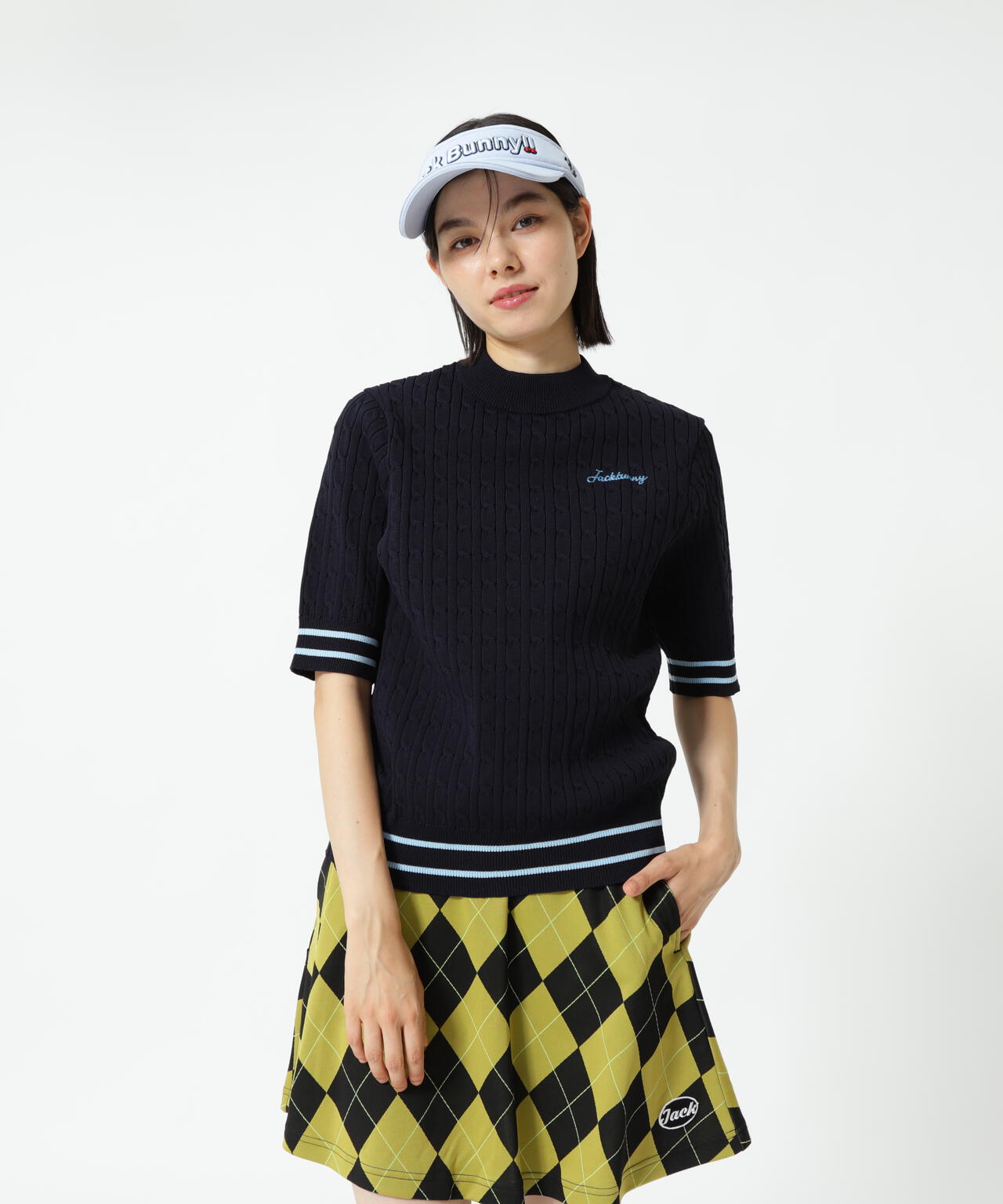 PEケーブル半袖モックネック