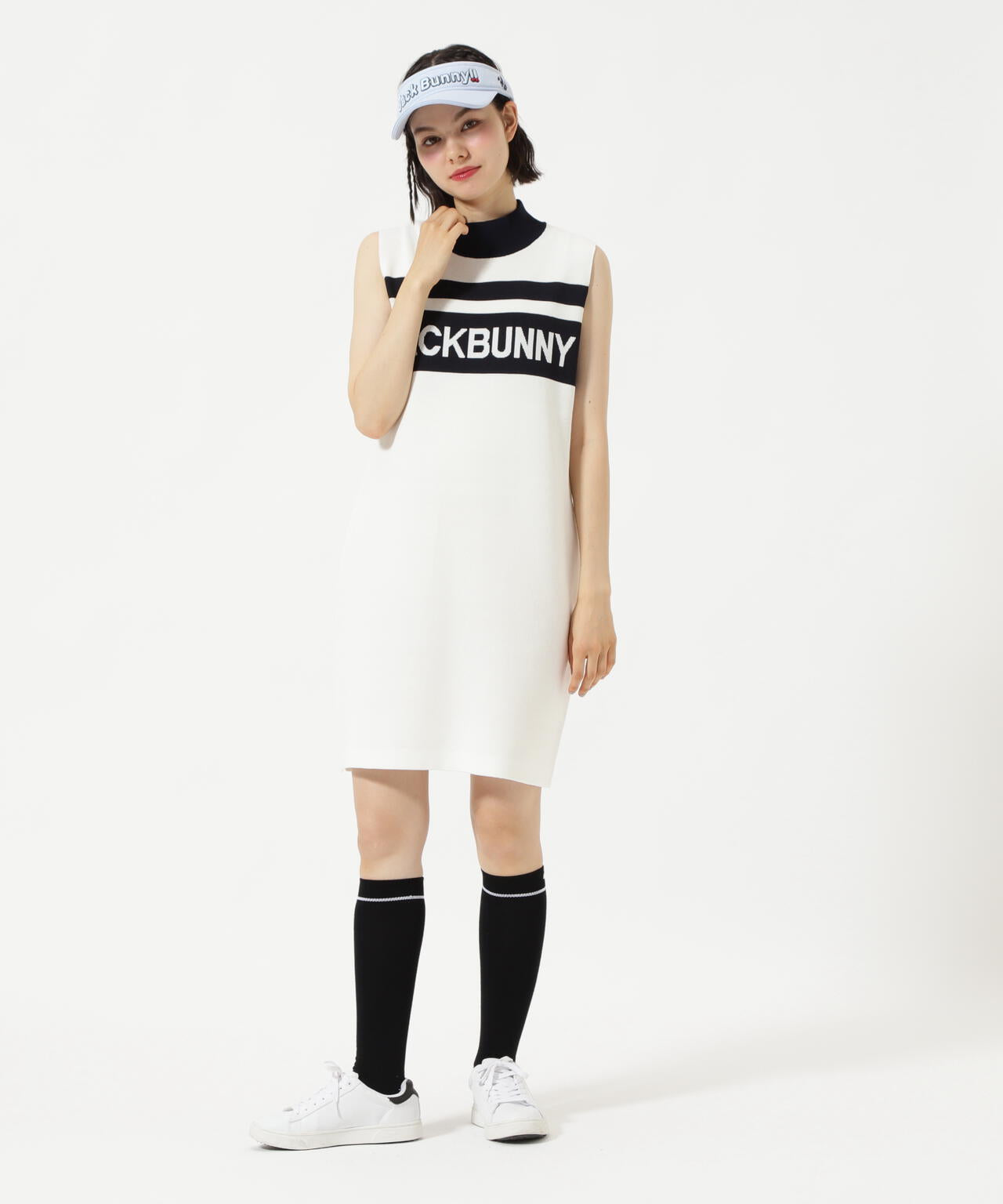 ノースリーブモックネックニットワンピース