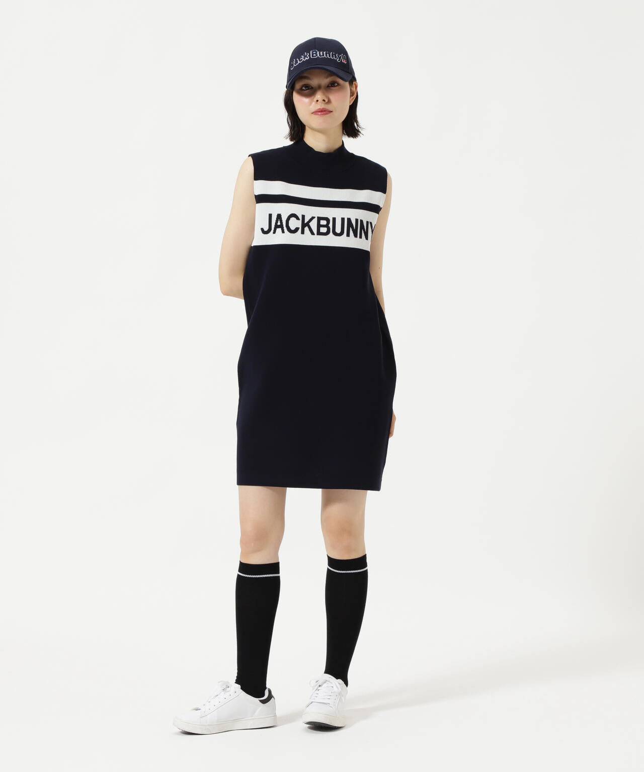 ノースリーブモックネックニットワンピース