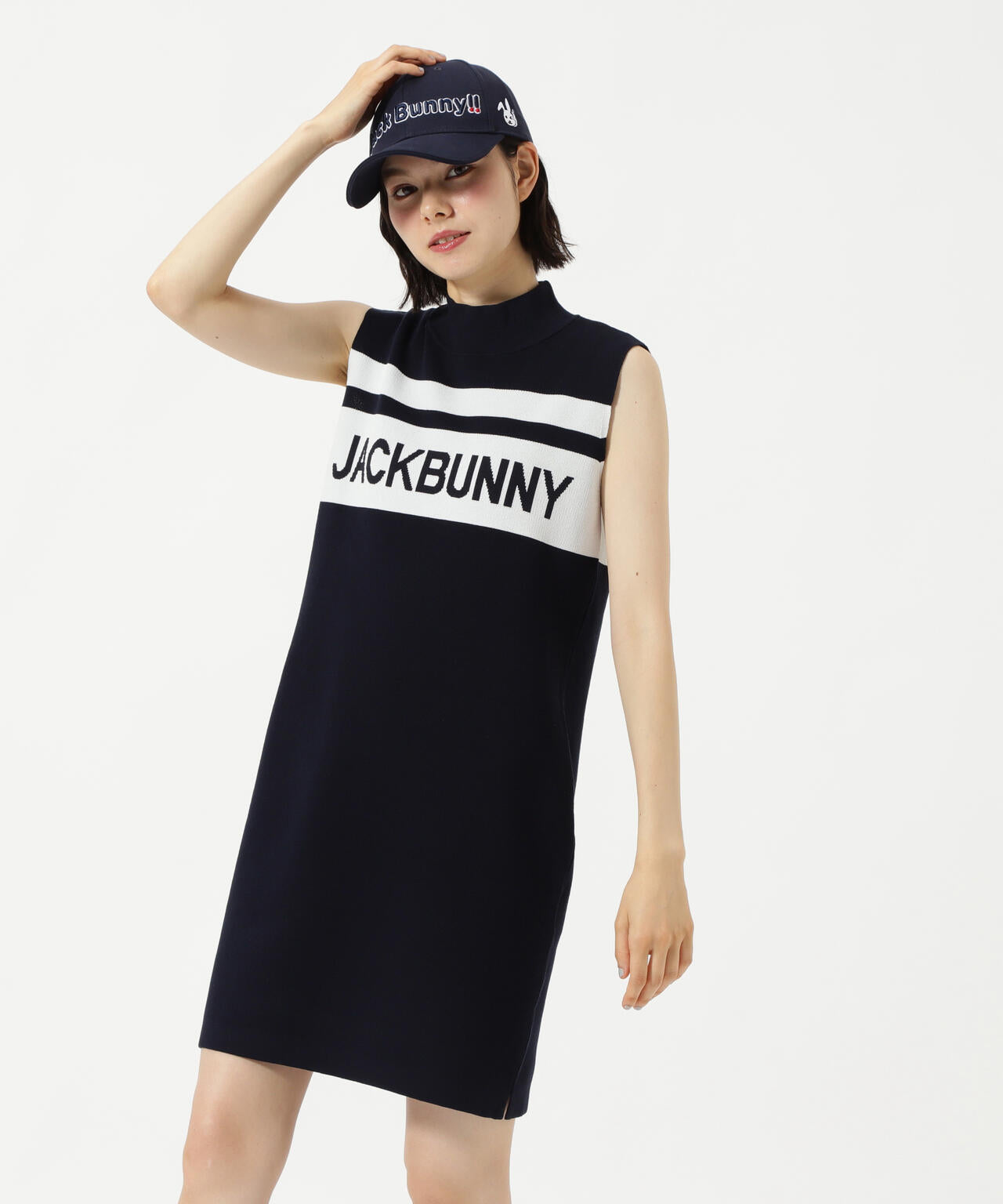 ノースリーブモックネックニットワンピース