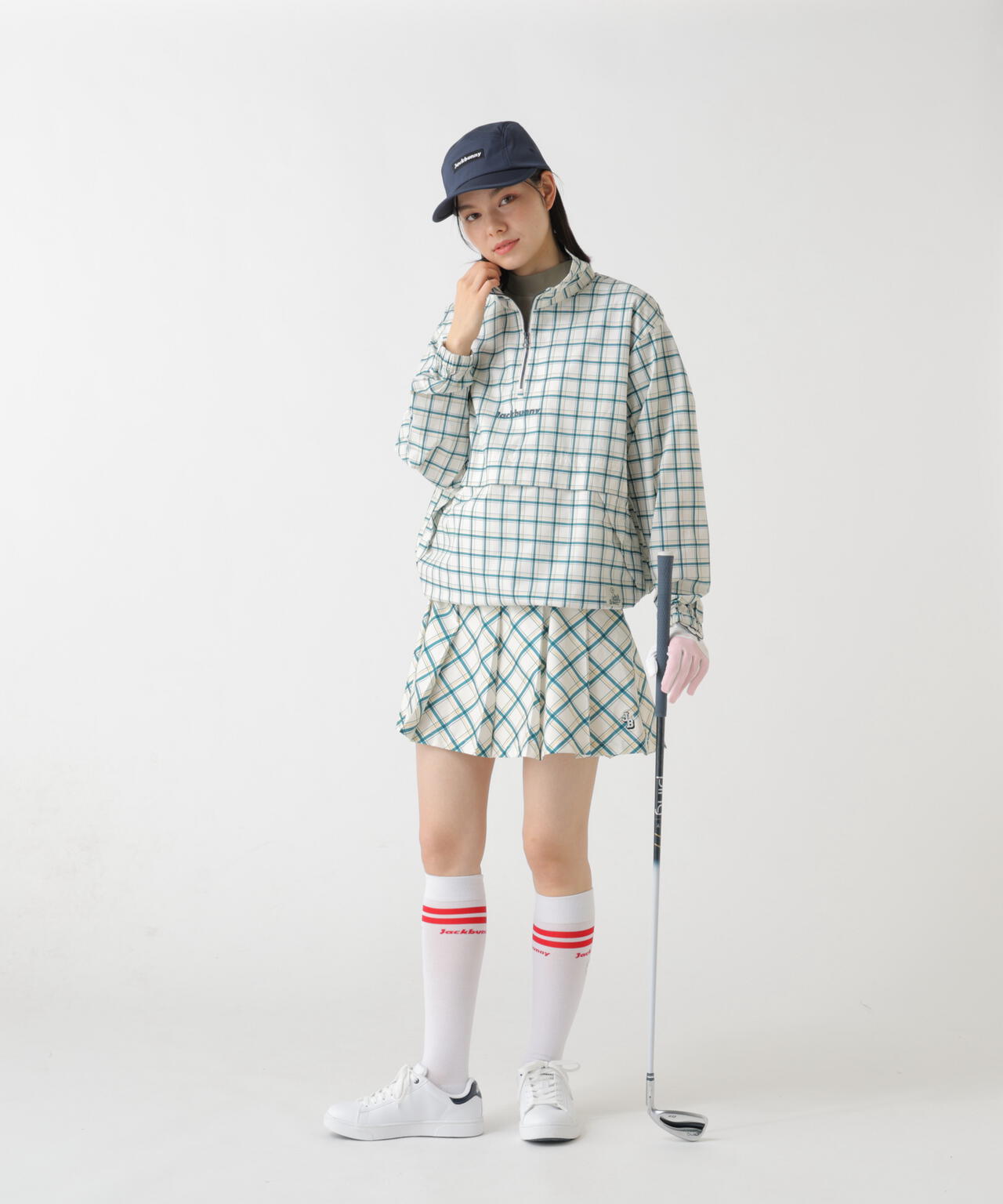 バイアスチェック吸水速乾プリーツスカート