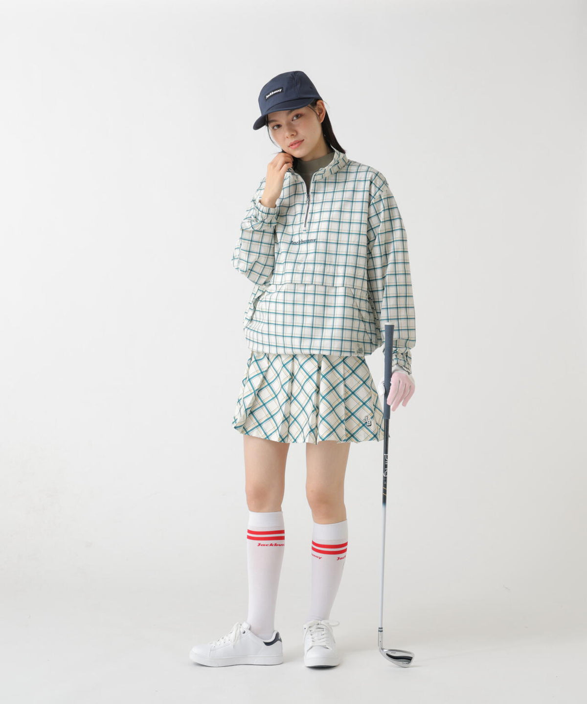 バイアスチェック吸水速乾プリーツスカート