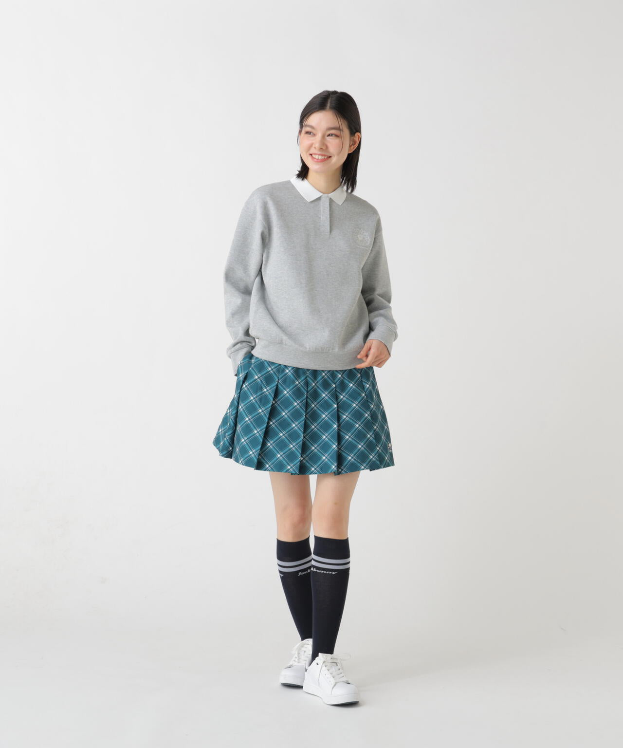 バイアスチェック吸水速乾プリーツスカート