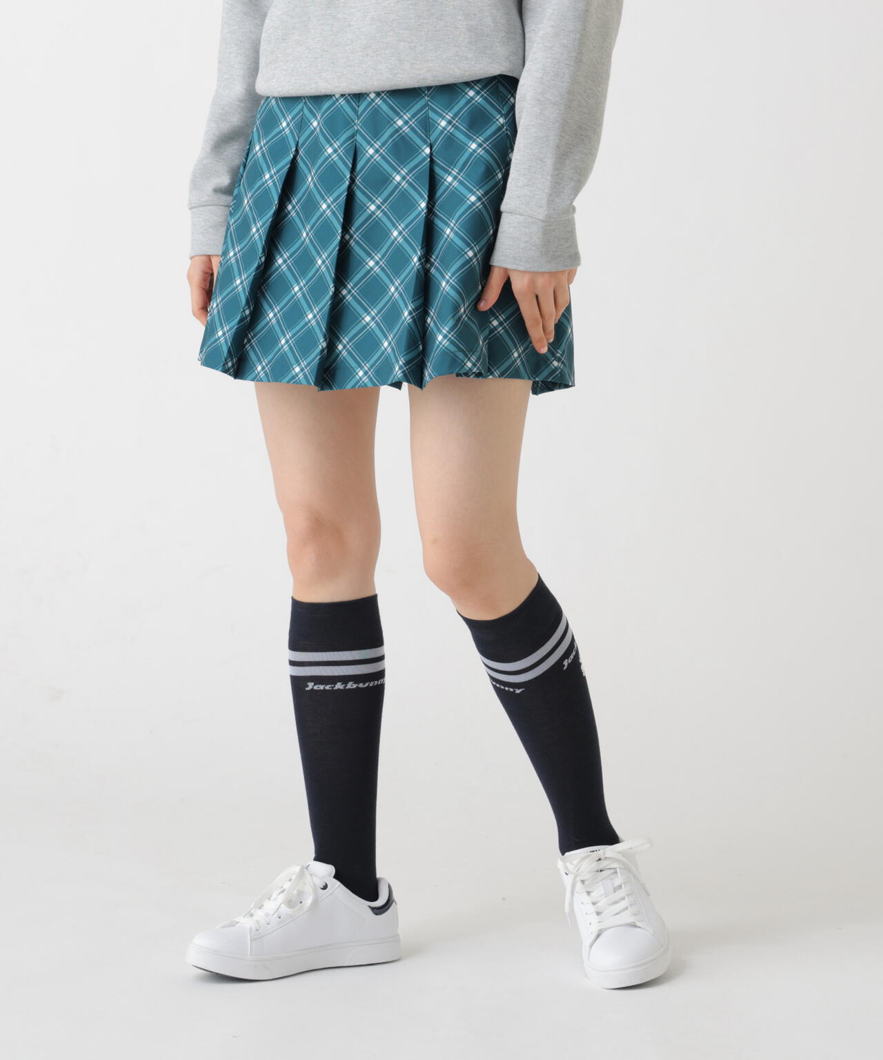 バイアスチェック吸水速乾プリーツスカート