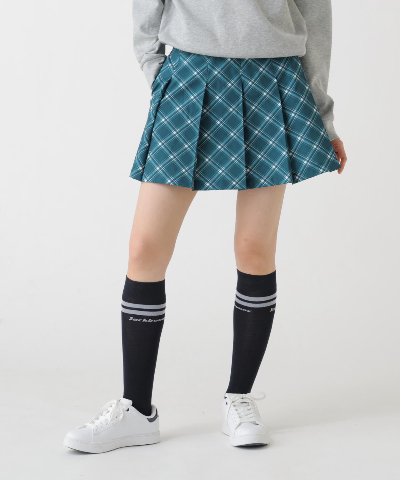 バイアスチェック吸水速乾プリーツスカート