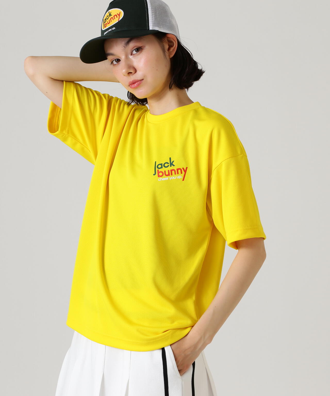 PEバックメッシュ半袖プリントTシャツ