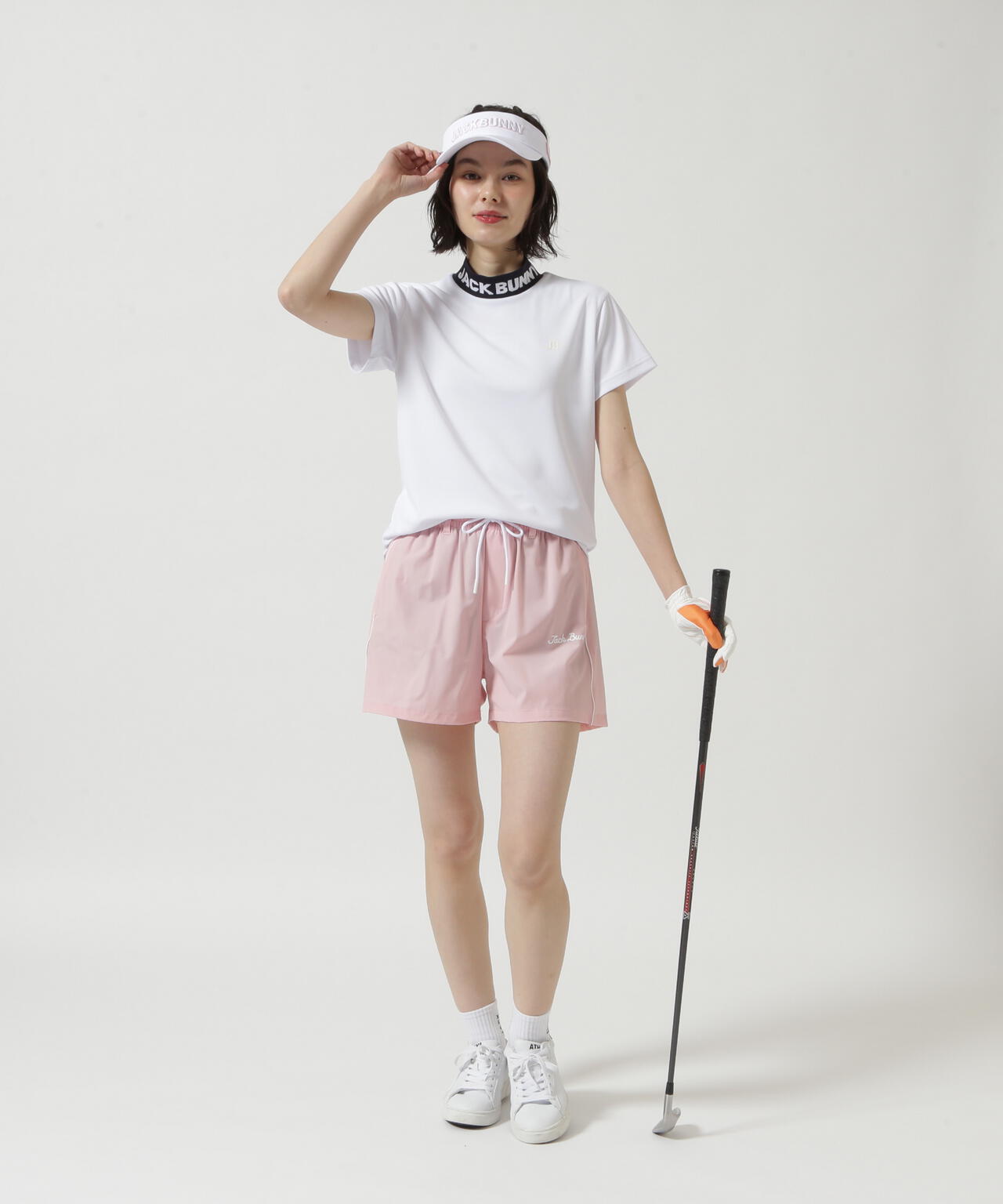 ロゴジャガード半袖モックネックカットソー