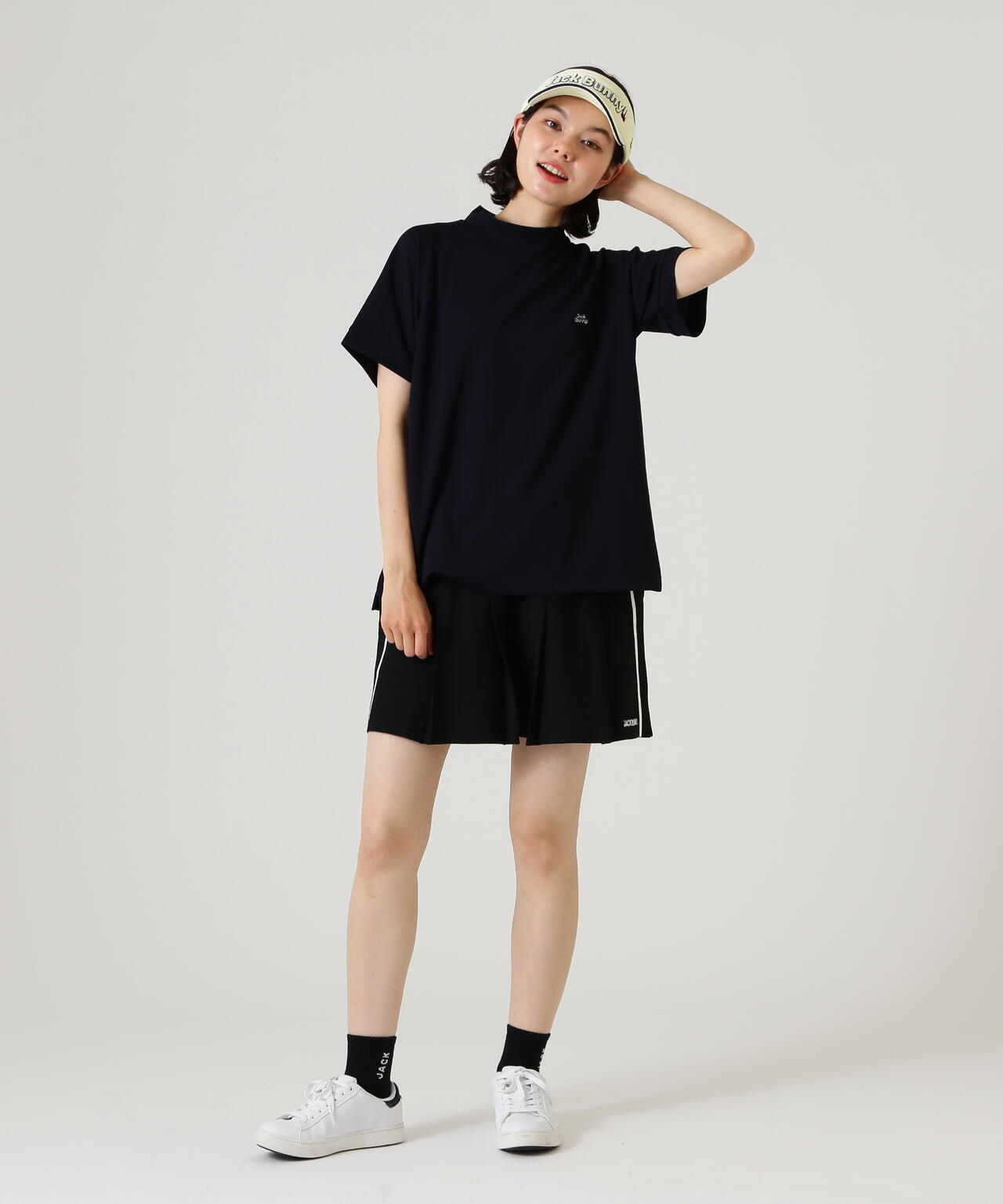 RAYBLOCKドライワッフル半袖モックネックカットソー