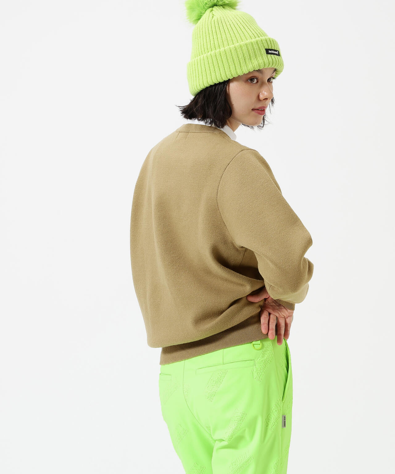 防風裏地付きクルーネックニットプルオーバー