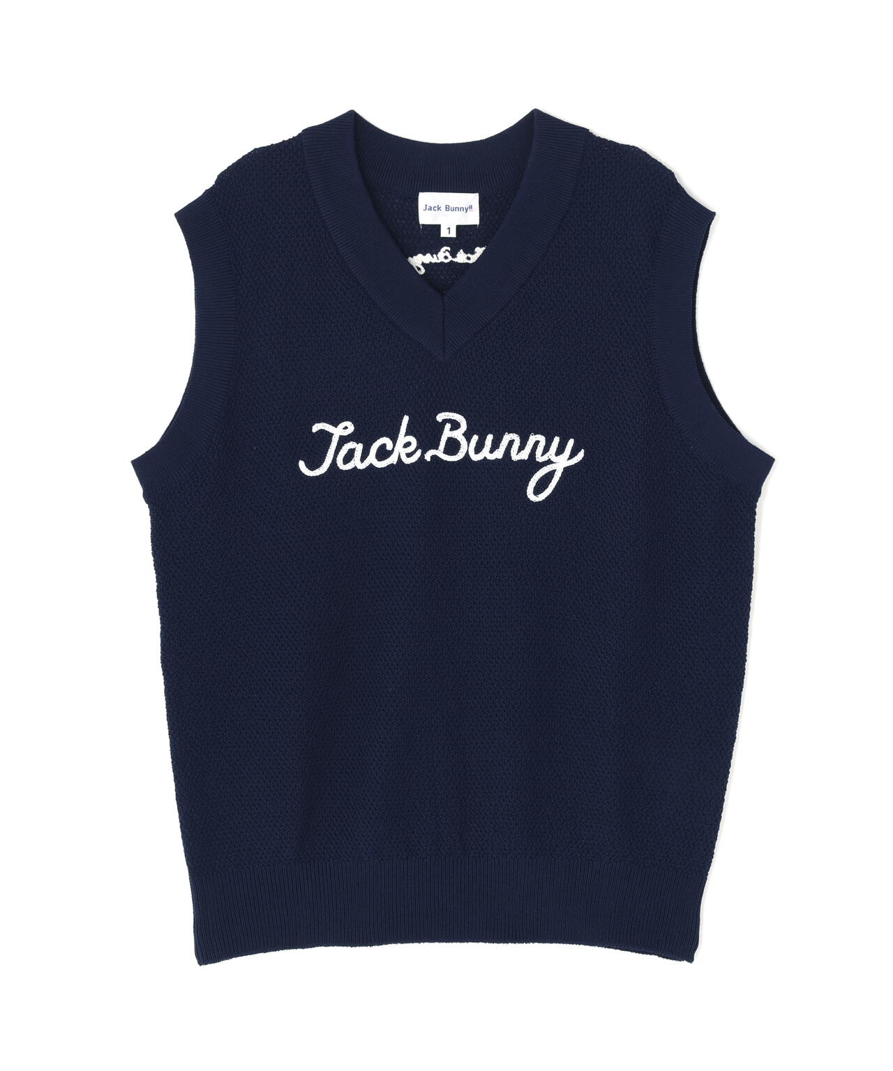 カノコ編みPEVネックニットベストプルオーバー