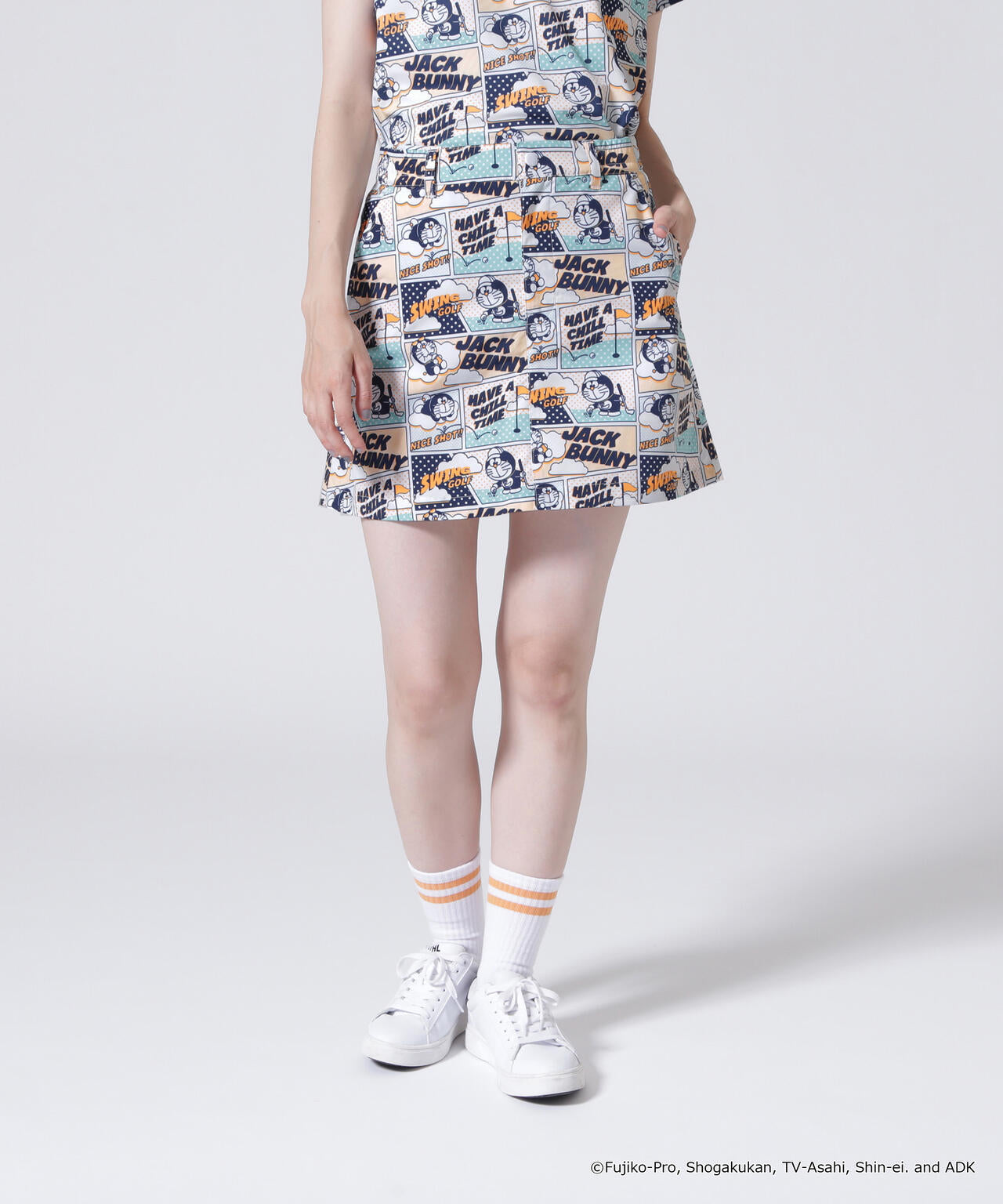 【ドラえもん】ストレッチミニリップ 総柄スカート