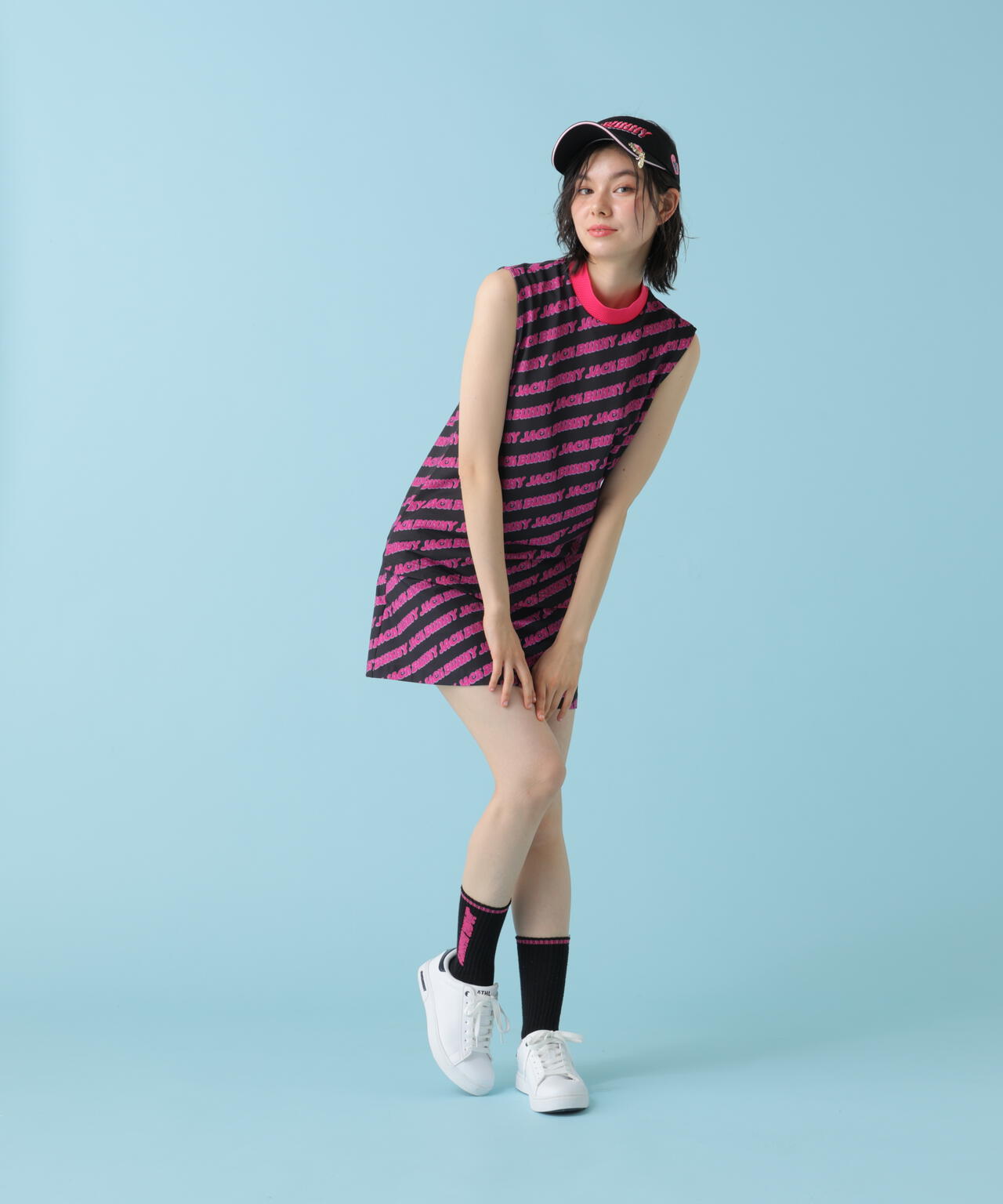 【ルナ&サニー】ロゴ総柄シングルカノコ ノースモックネック