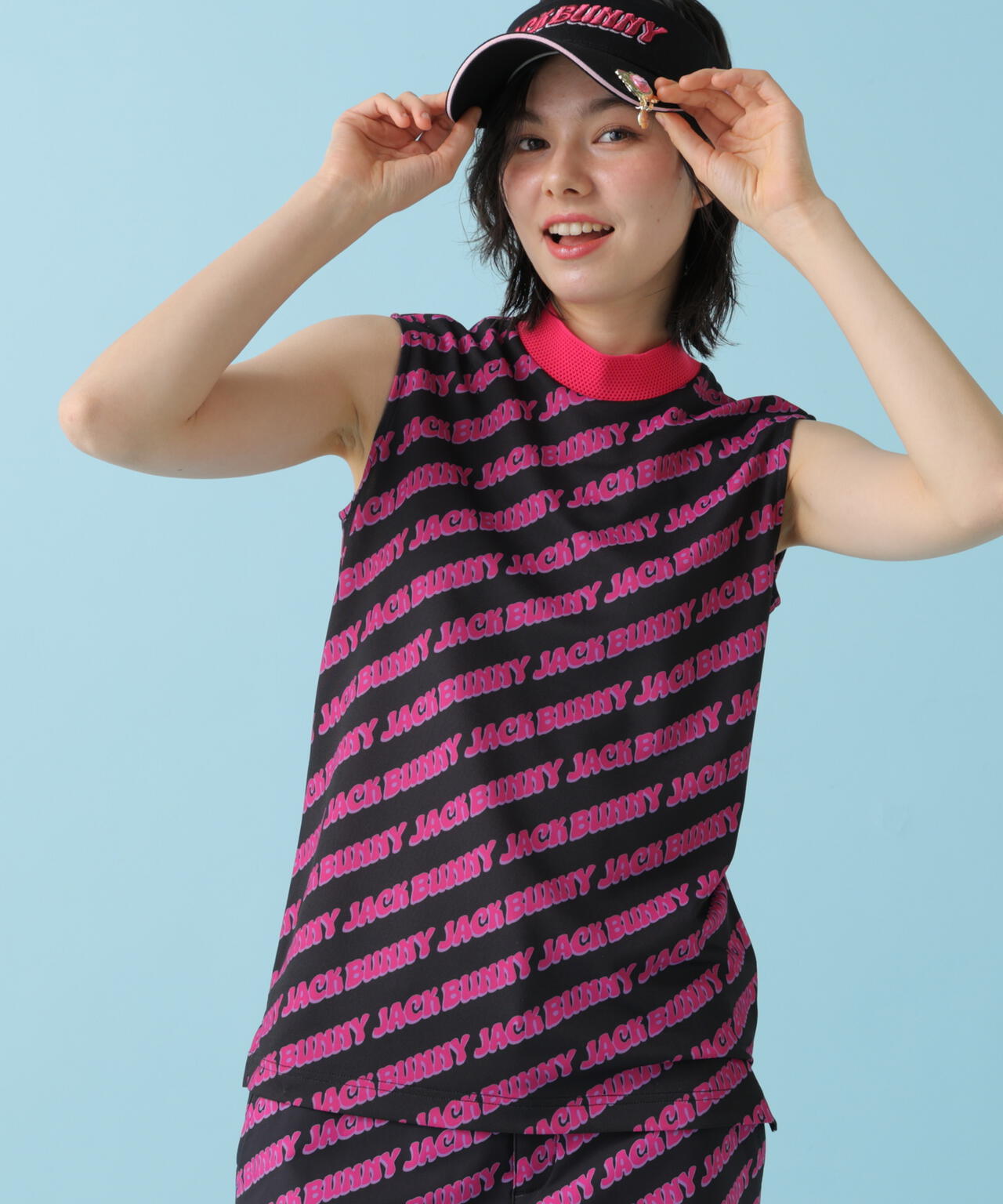 【ルナ&サニー】ロゴ総柄シングルカノコ ノースモックネック