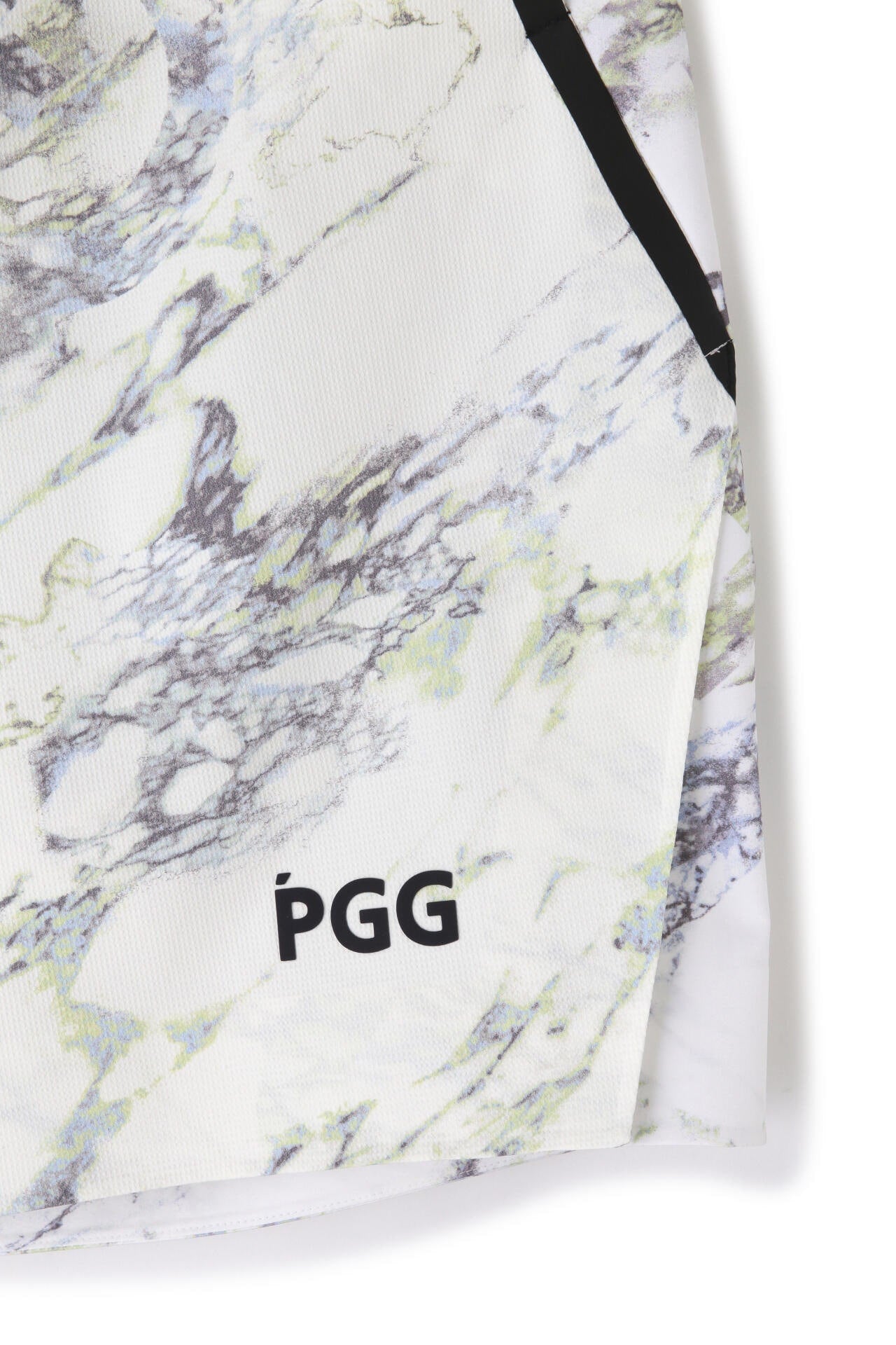 【PGG】ナイロンドビーストレッチ ハイブリッドショートパンツ <マーブル・ロゴ総柄> (MENS)