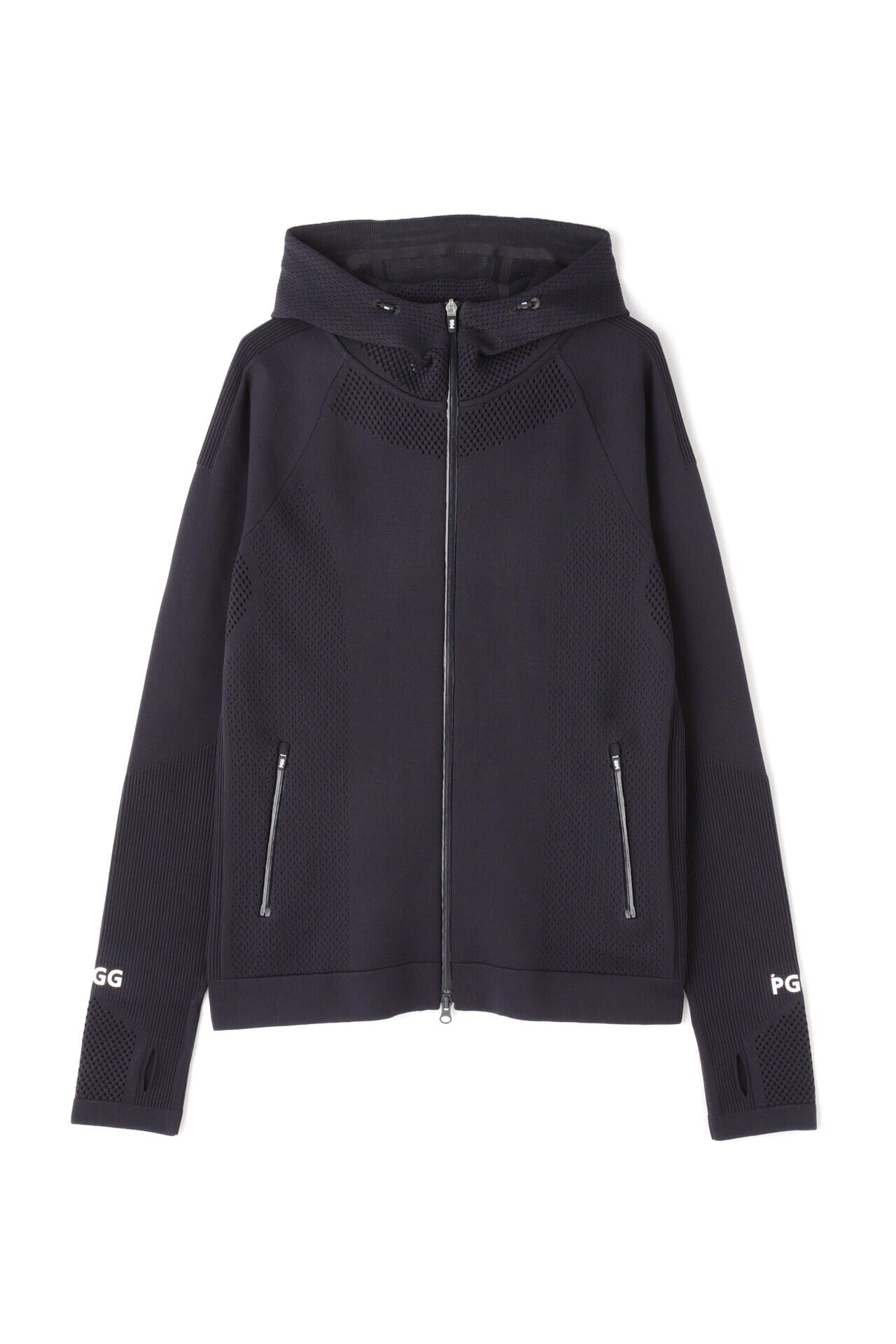【PGG】ポリエステルヤーン フルジップニットフーディジャケット (MENS)