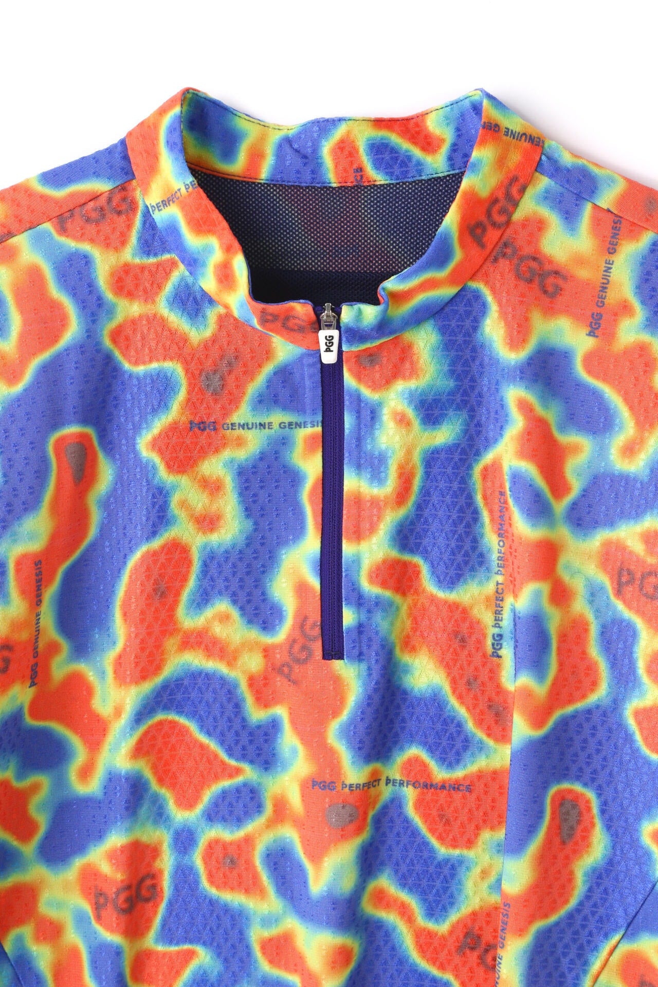 【PGG】【GSIX】トリコットジャガード ナイロンストレッチ半袖ハーフジップアップカットソー <サーモグラフィ> (MENS)