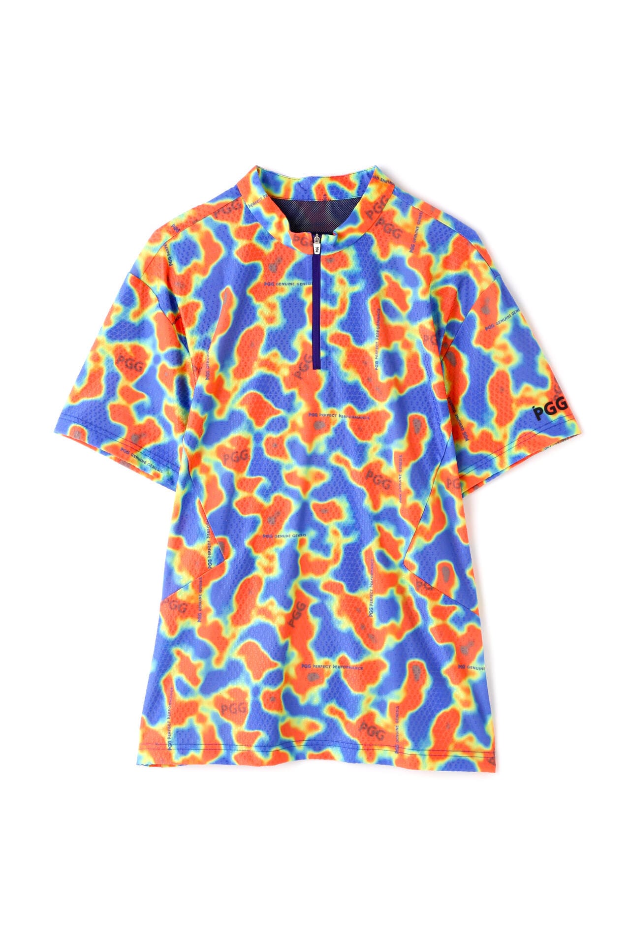 【PGG】【GSIX】トリコットジャガード ナイロンストレッチ半袖ハーフジップアップカットソー <サーモグラフィ> (MENS)