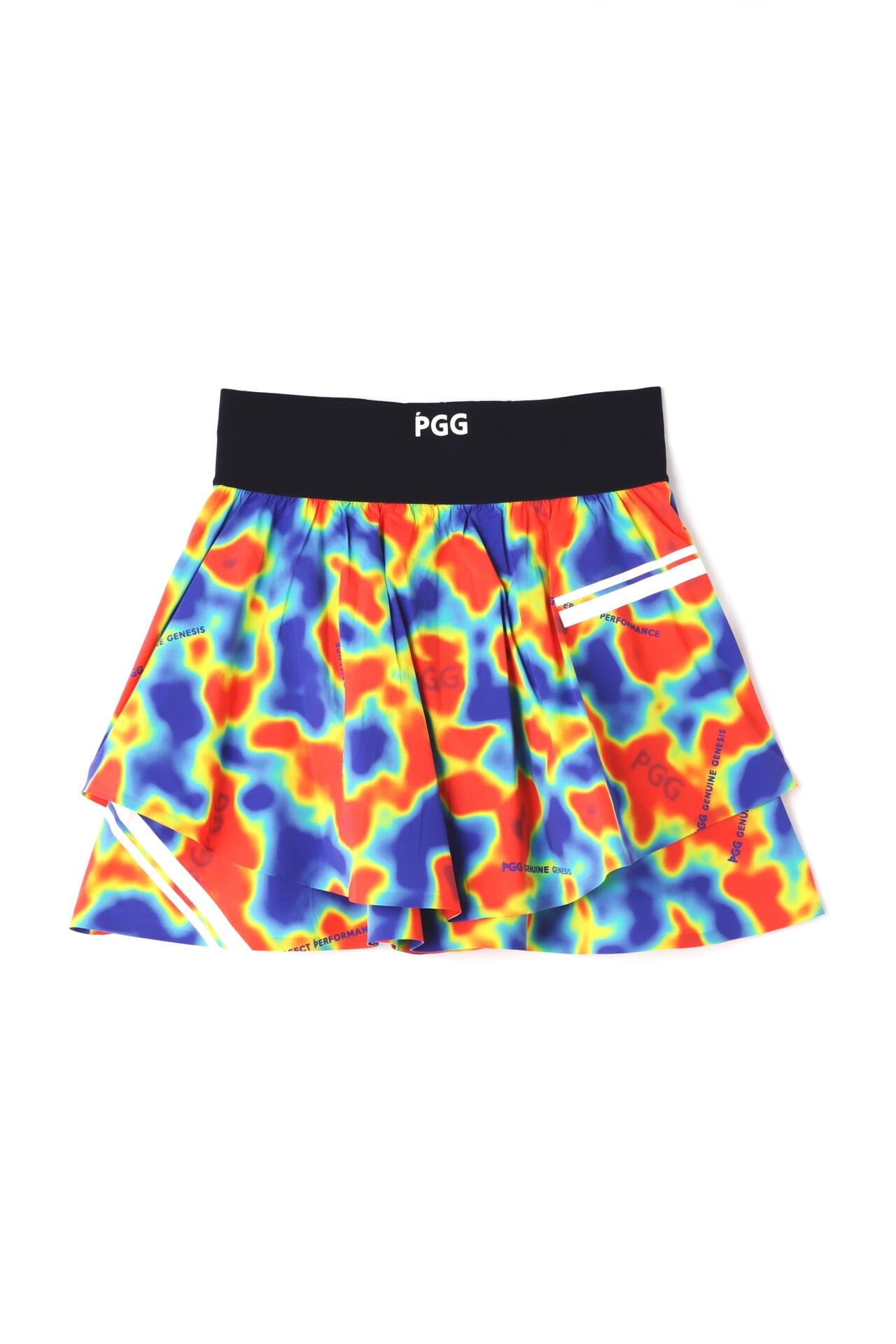 【PGG】【GSIX】ナイロンストレッチタフタ表シレー ティアードミニスカート <サーモグラフィ柄> (LADIES)