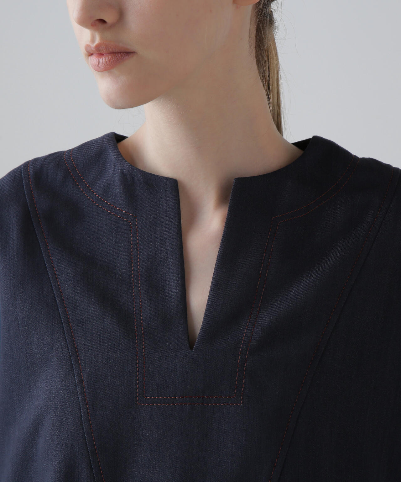 スラブデニムブラウス